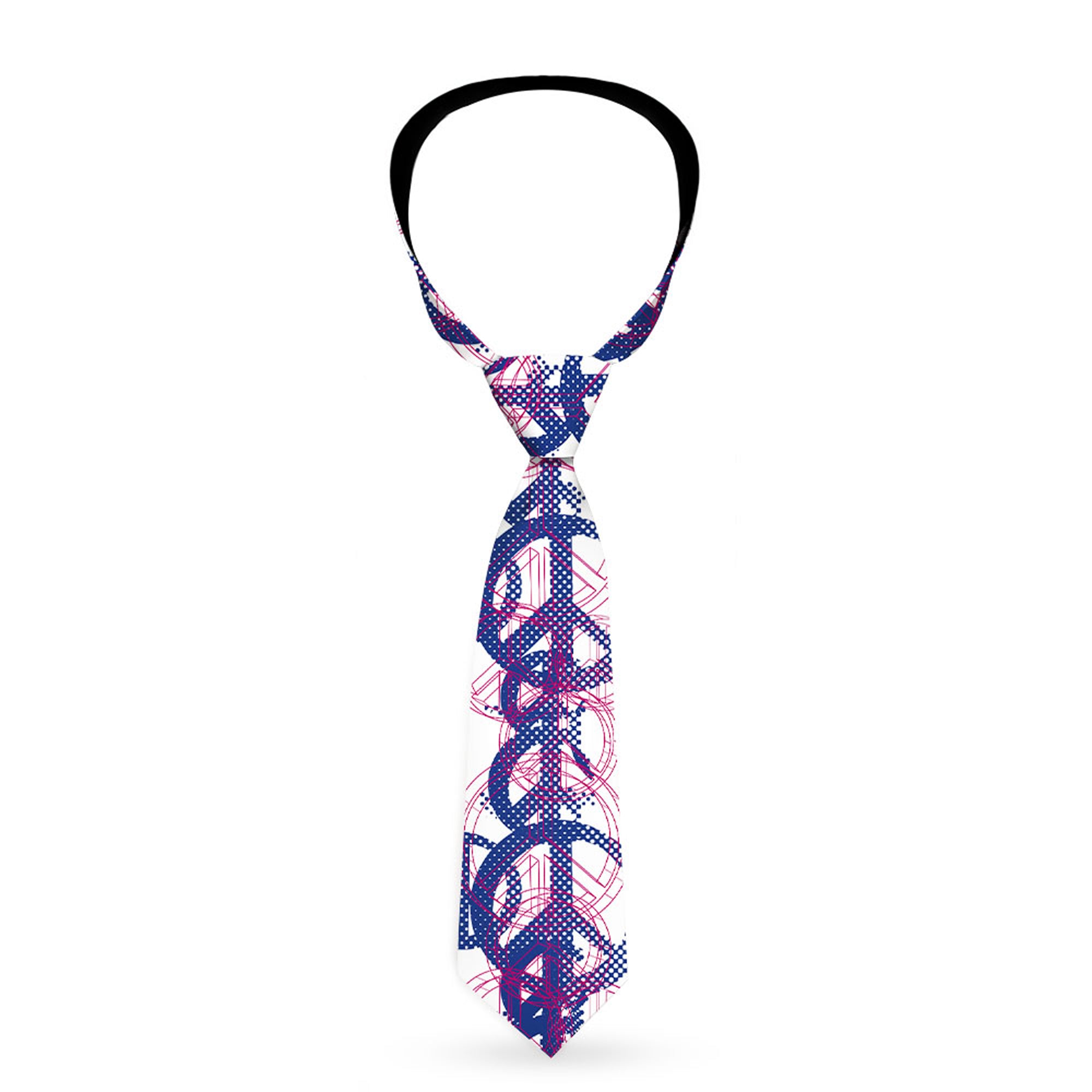 Buckle-Down Necktie - Peace Mixed White/Blue/Pink Neckties Buckle-Down