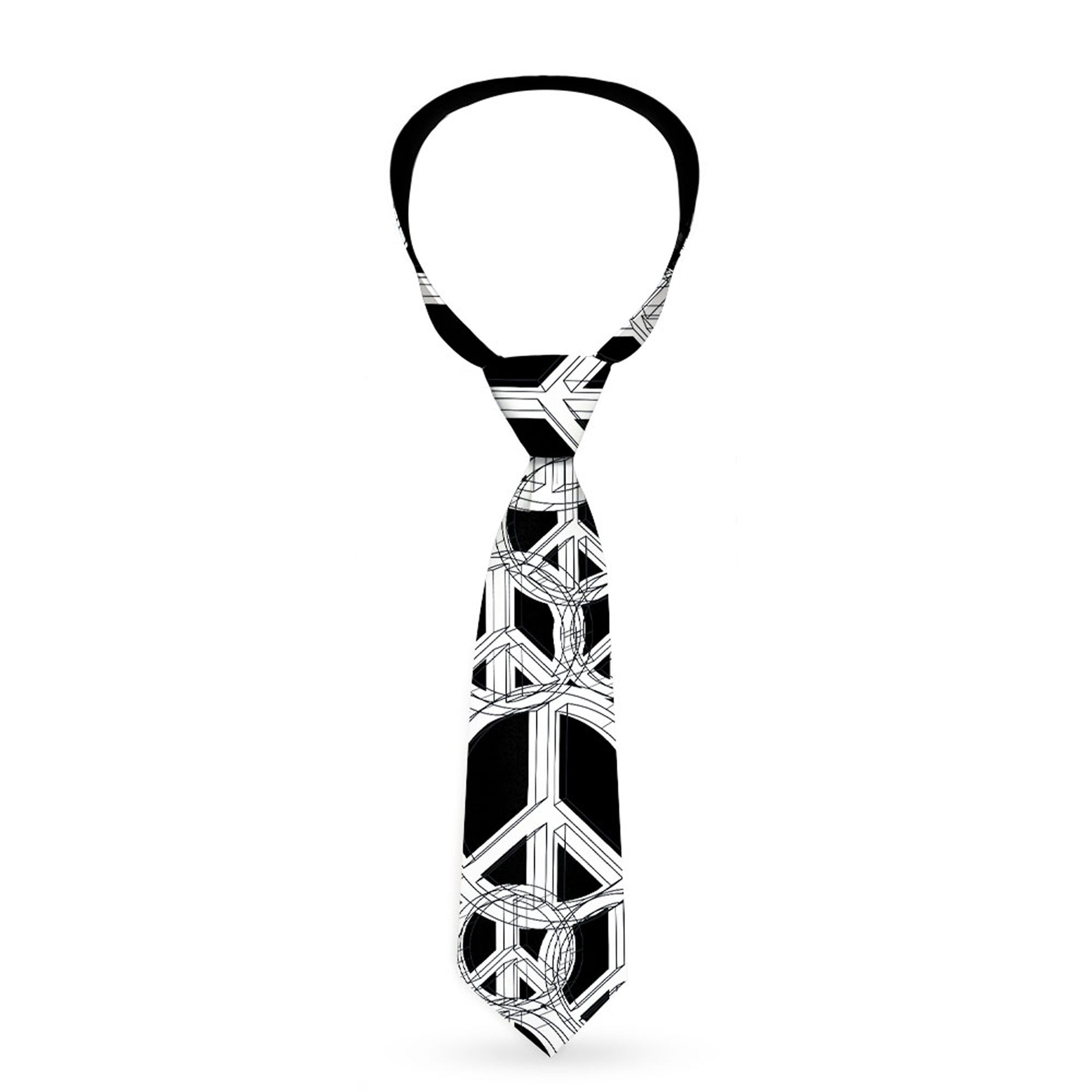 Buckle-Down Necktie - Peace Sketch Black/White Neckties Buckle-Down