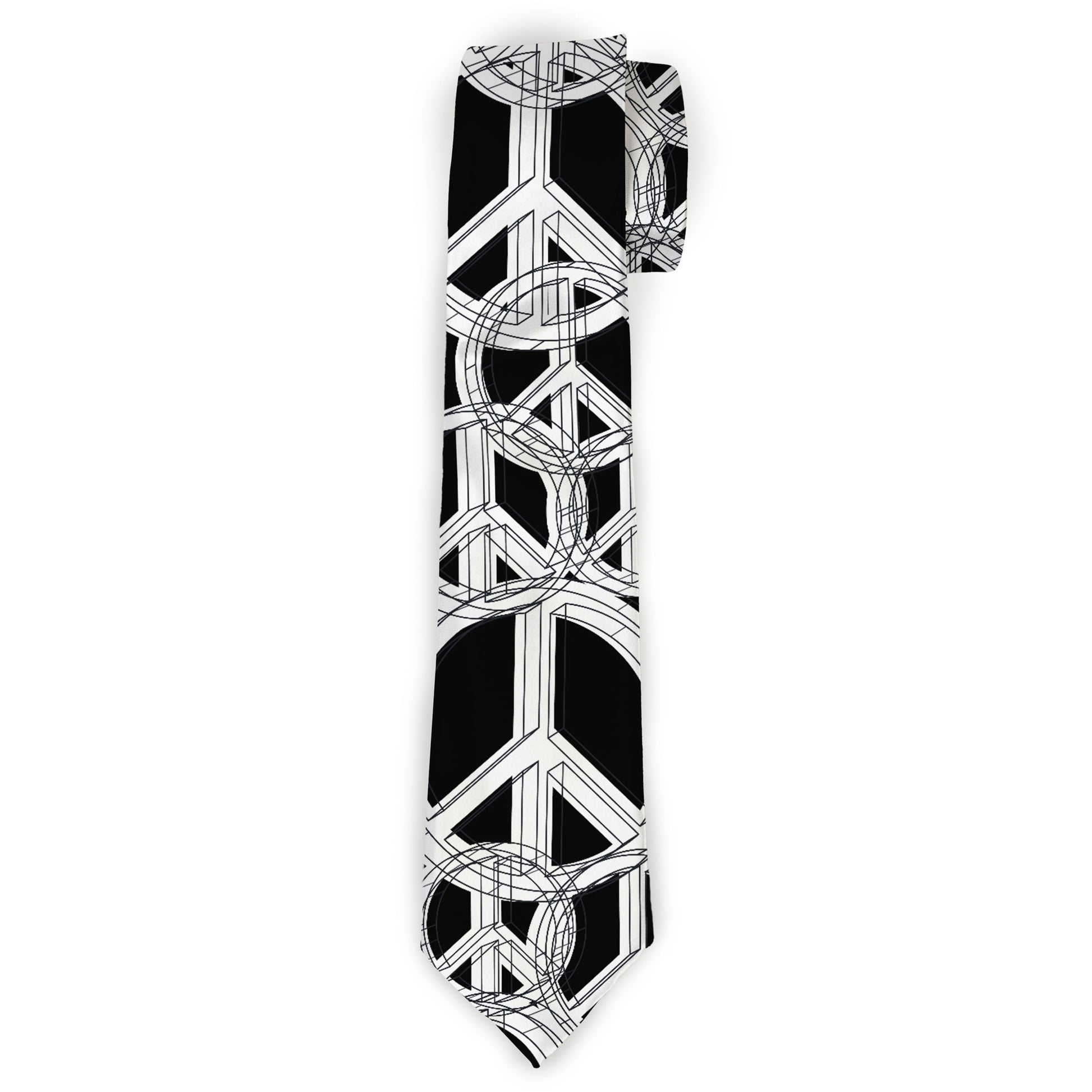 Buckle-Down Necktie - Peace Sketch Black/White Neckties Buckle-Down