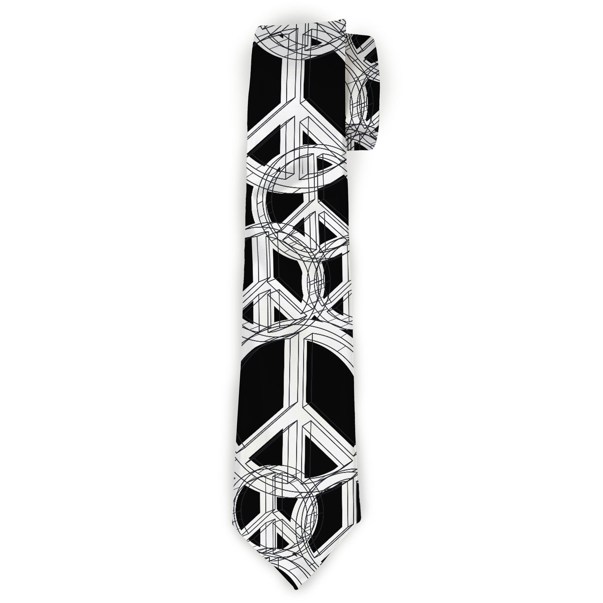 Buckle-Down Necktie - Peace Sketch Black/White Neckties Buckle-Down