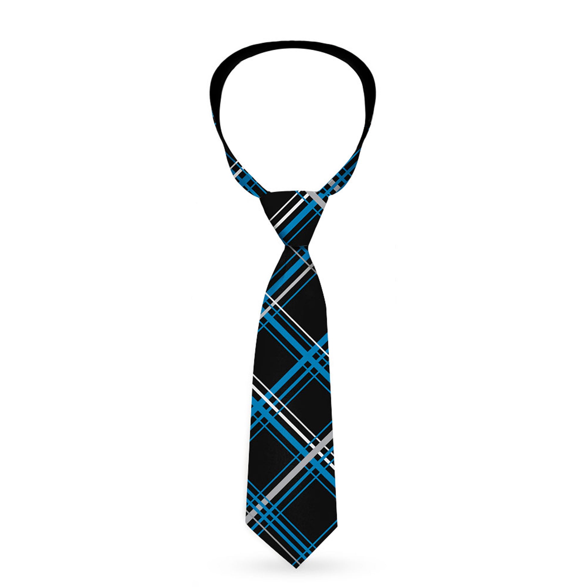 Necktie Standard - Plaid Black/Turquoise/Gray Neckties Buckle-Down