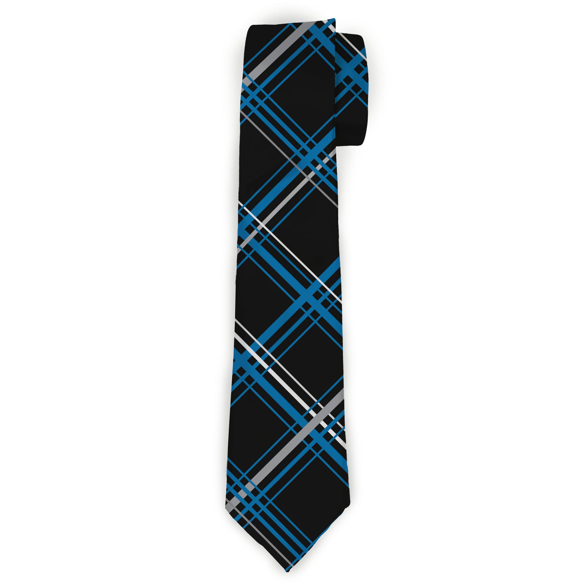 Necktie Standard - Plaid Black/Turquoise/Gray Neckties Buckle-Down