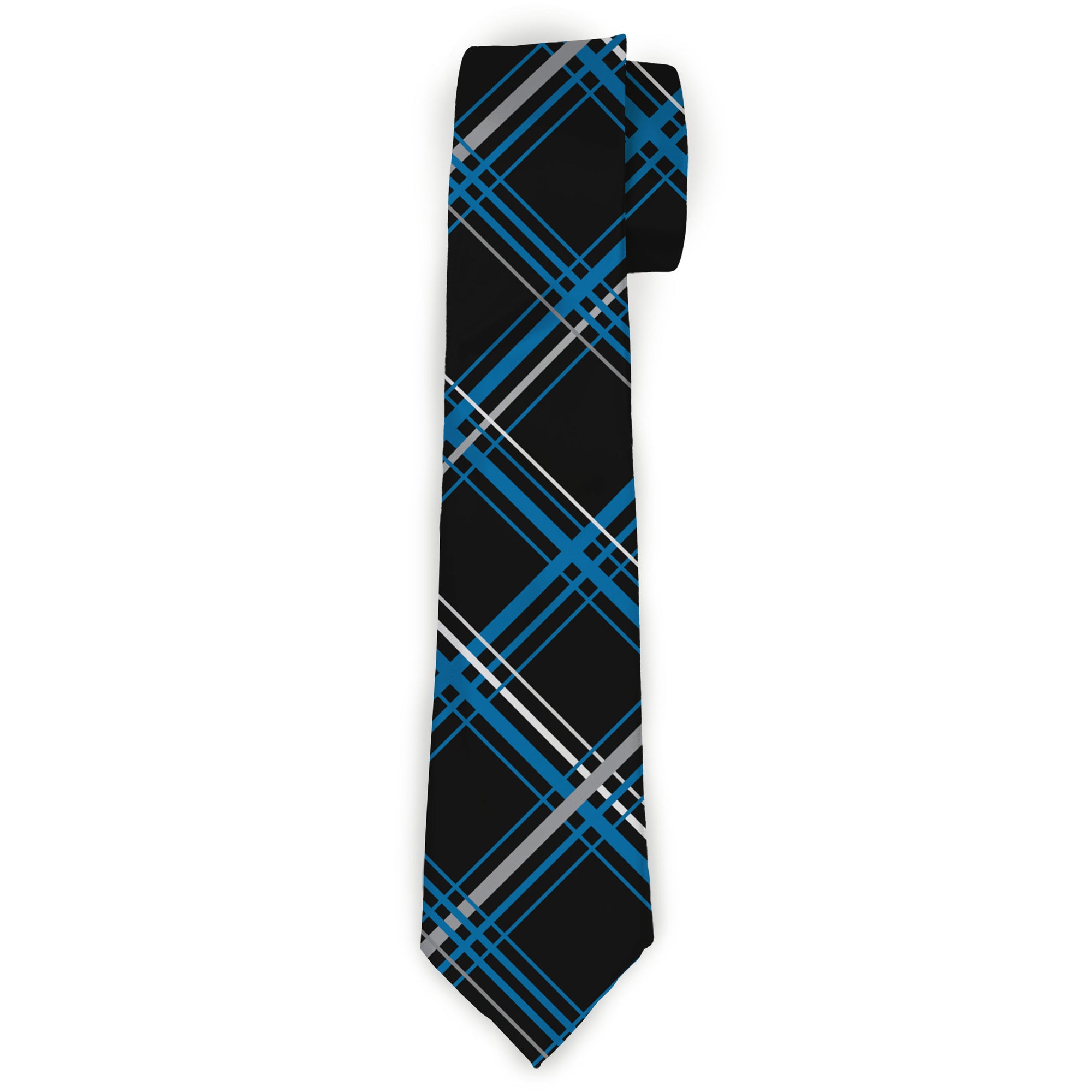 Necktie Standard - Plaid Black/Turquoise/Gray Neckties Buckle-Down