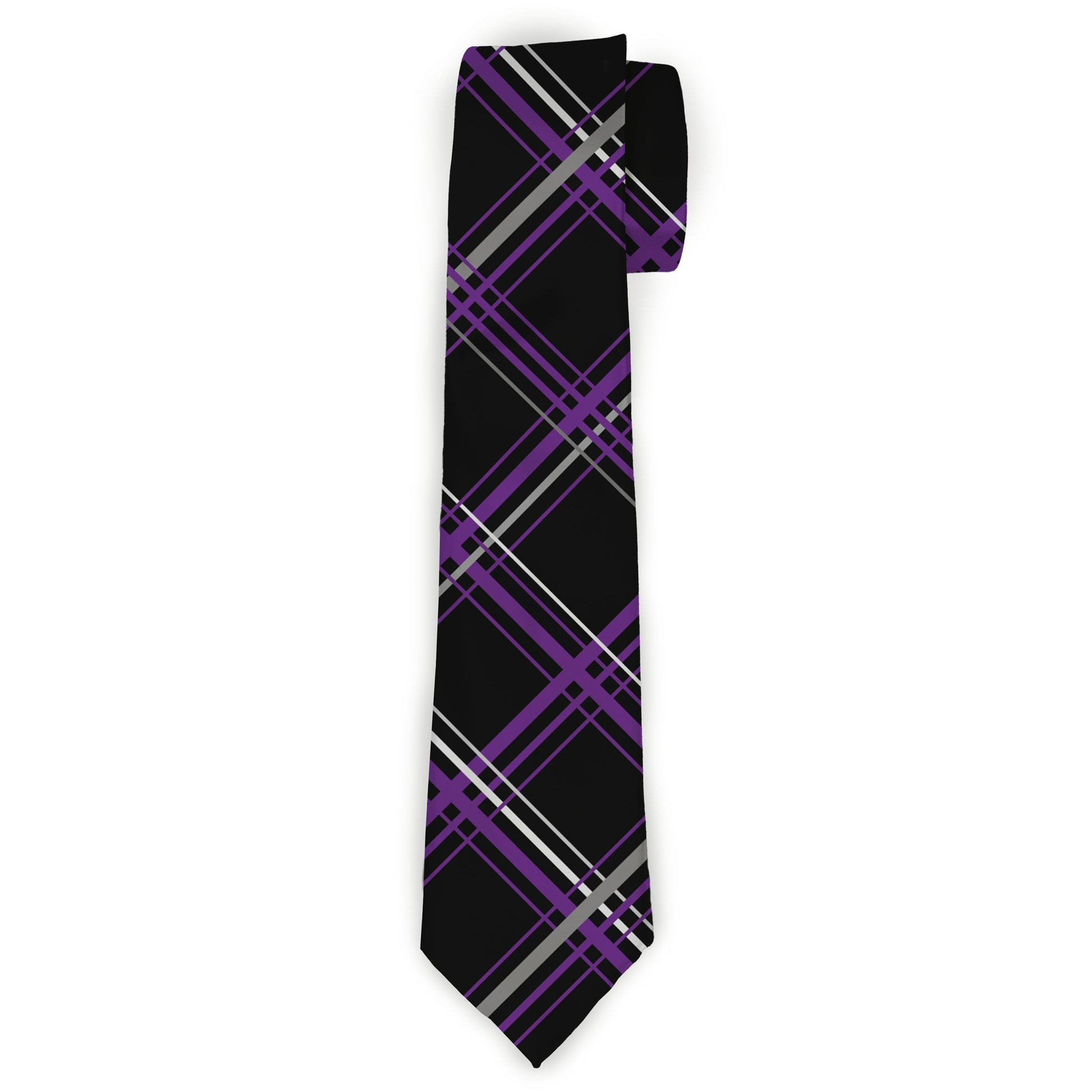 Buckle-Down Necktie - Plaid Black/Purple/Gray Neckties Buckle-Down