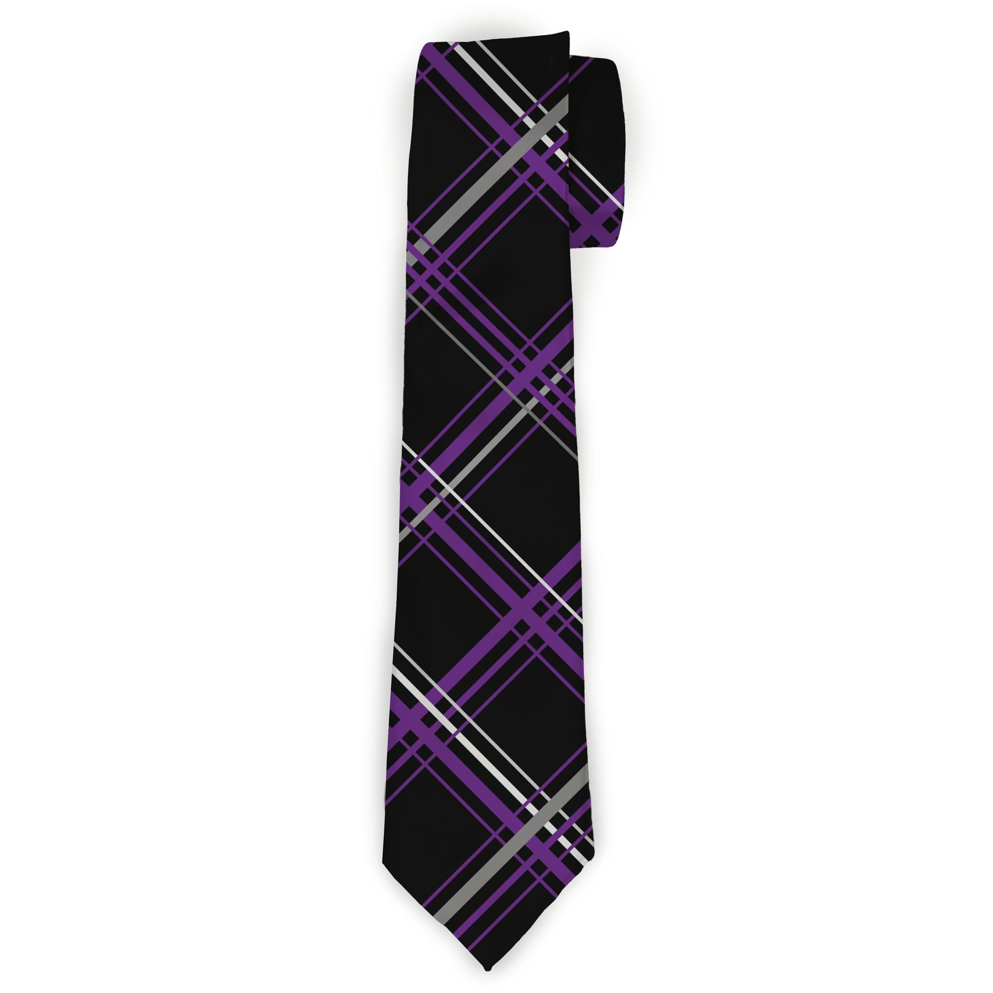 Buckle-Down Necktie - Plaid Black/Purple/Gray Neckties Buckle-Down