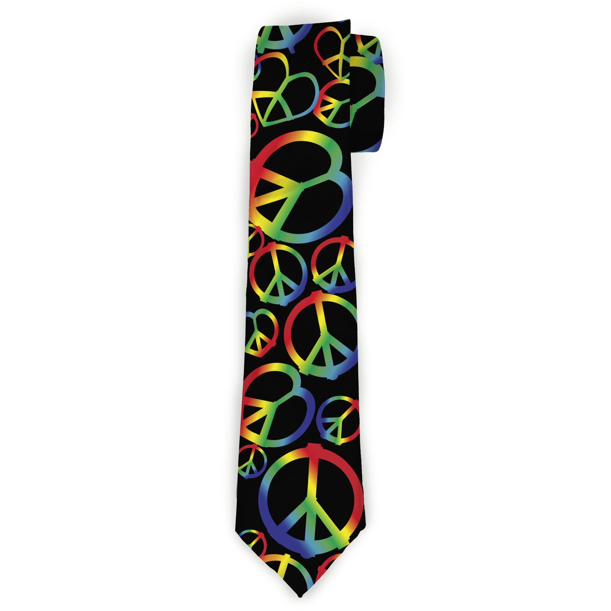 Buckle-Down Necktie - Peace Heart Black/Rainbow Ombre Neckties Buckle-Down