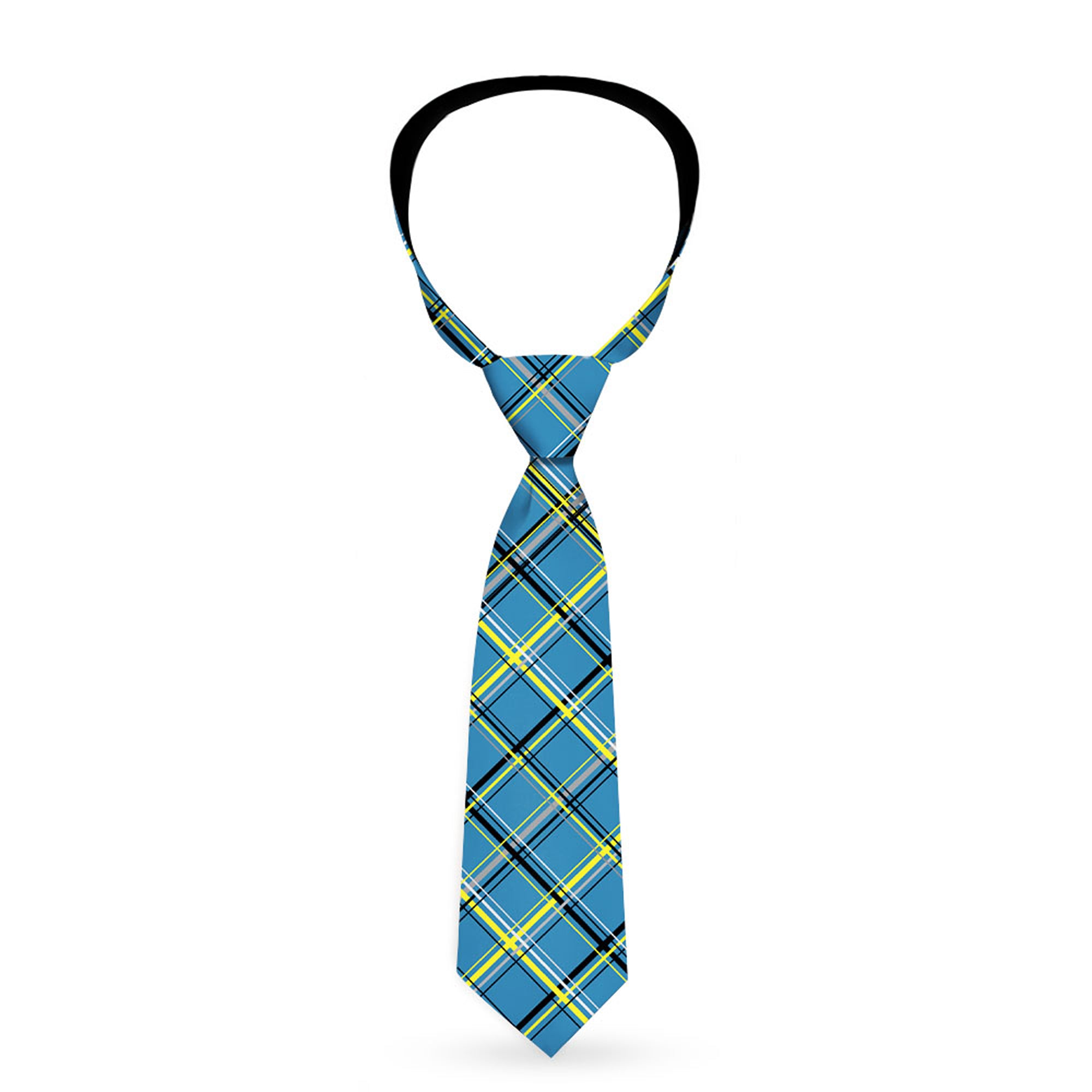 Necktie Standard - Plaid Turquoise/Yellow/Black/Gray Neckties Buckle-Down