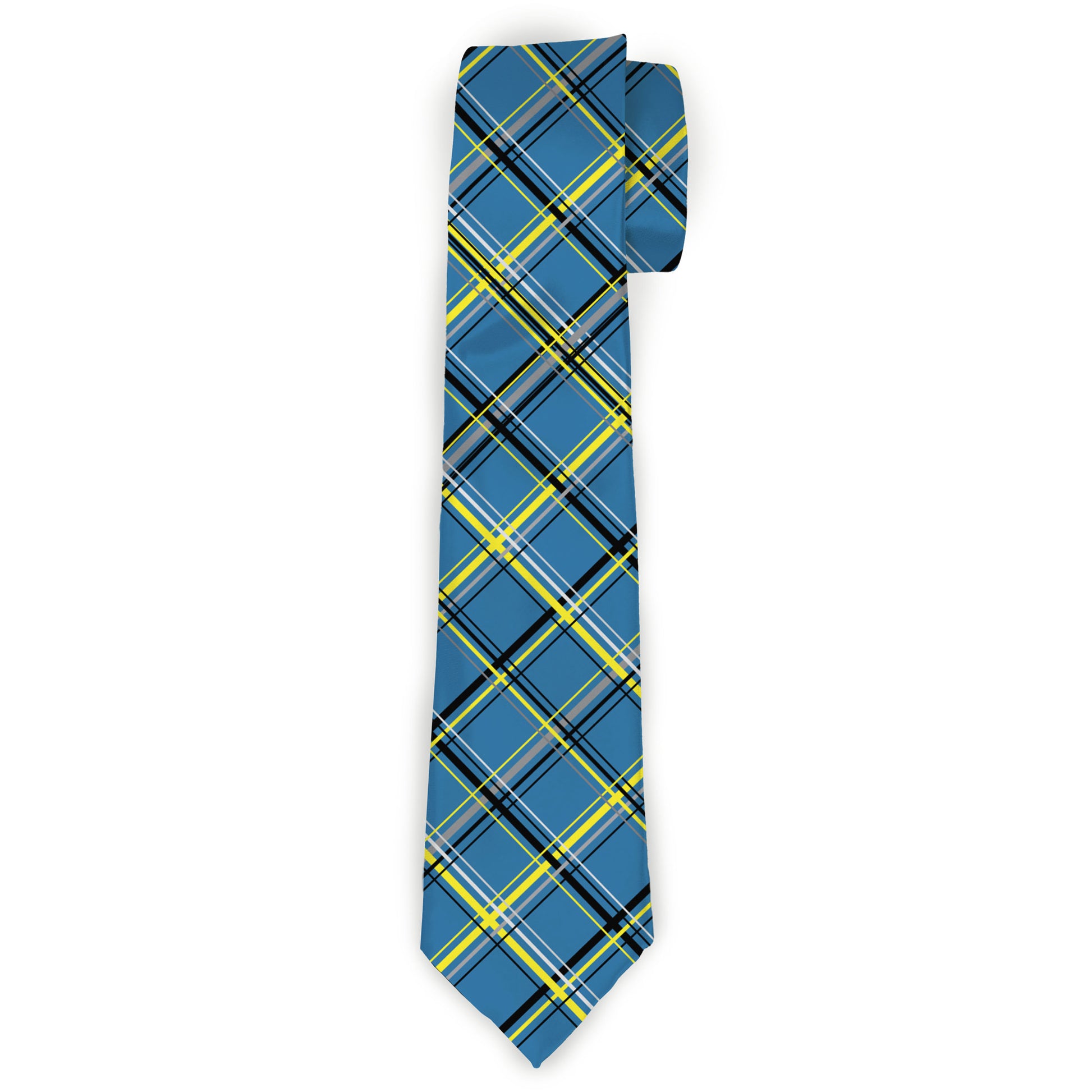 Necktie Standard - Plaid Turquoise/Yellow/Black/Gray Neckties Buckle-Down