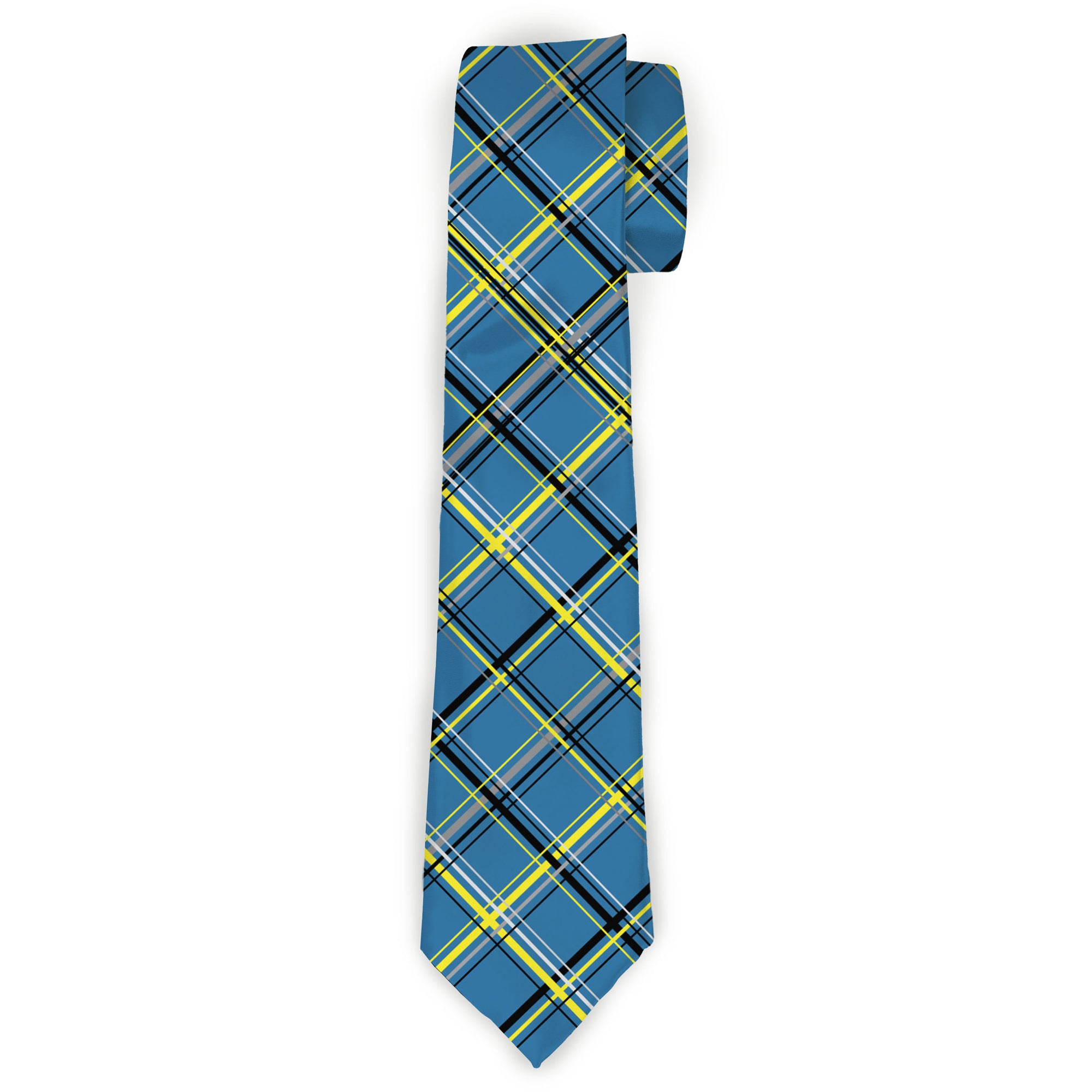 Necktie Standard - Plaid Turquoise/Yellow/Black/Gray Neckties Buckle-Down