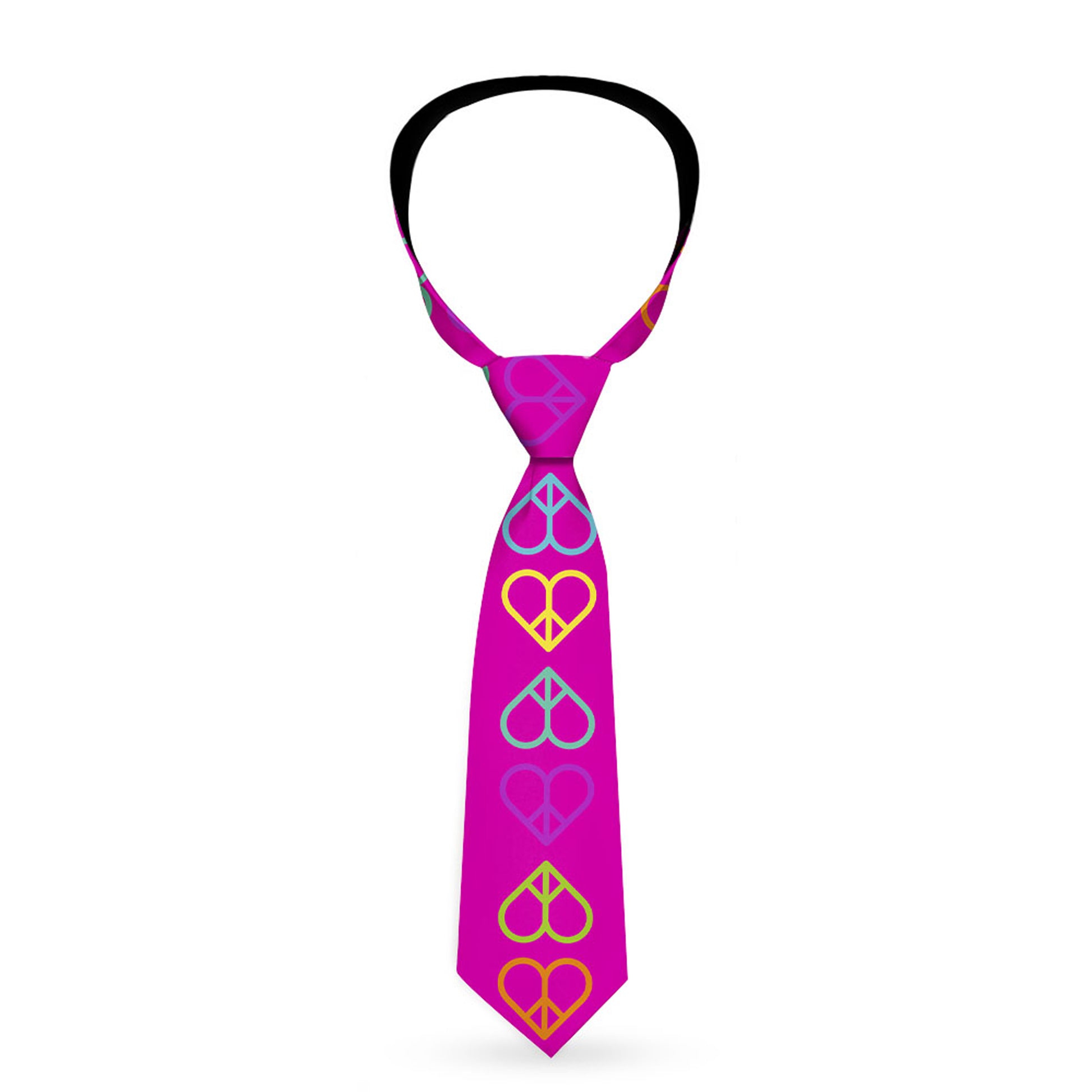 Buckle-Down Necktie - Peace Hearts Repeat Fuchsia/Neon Neckties Buckle-Down