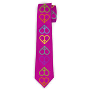 Buckle-Down Necktie - Peace Hearts Repeat Fuchsia/Neon Neckties Buckle-Down