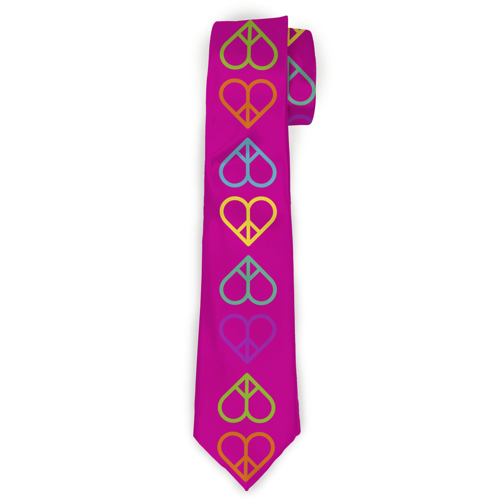 Buckle-Down Necktie - Peace Hearts Repeat Fuchsia/Neon Neckties Buckle-Down