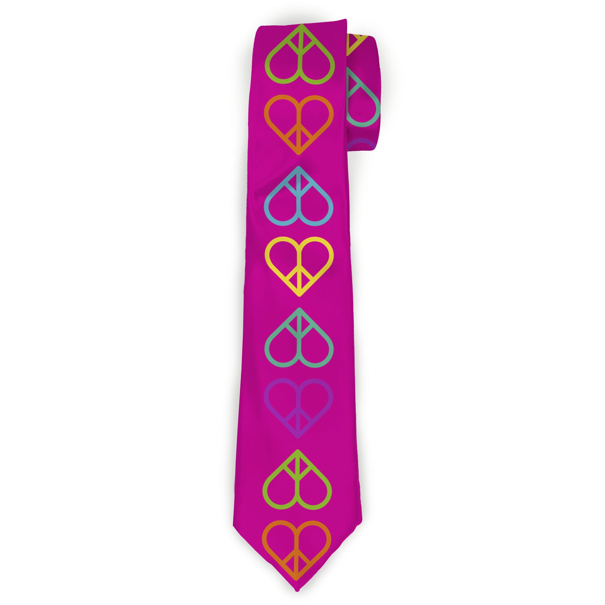 Buckle-Down Necktie - Peace Hearts Repeat Fuchsia/Neon Neckties Buckle-Down