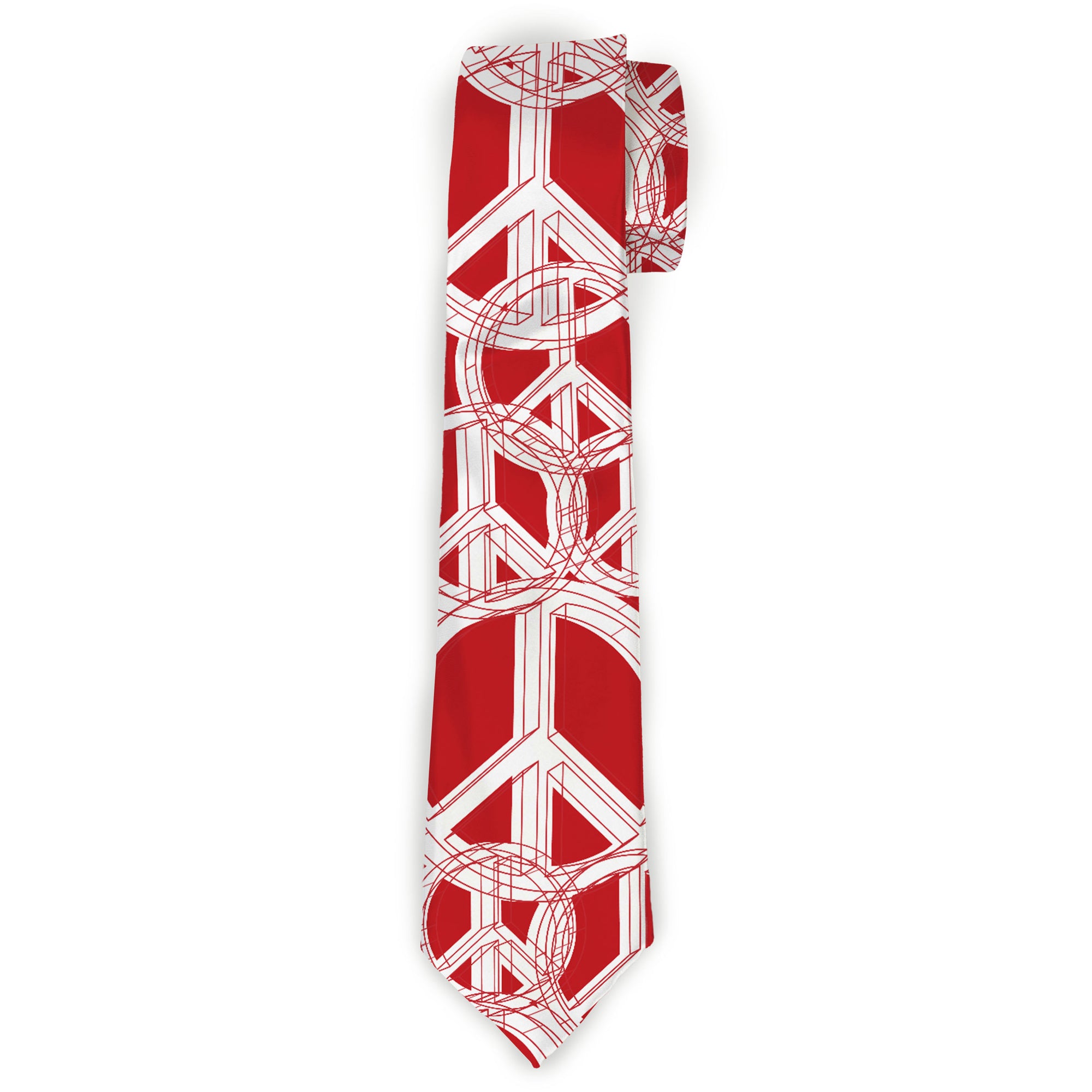 Buckle-Down Necktie - Peace Sketch Red/White Neckties Buckle-Down