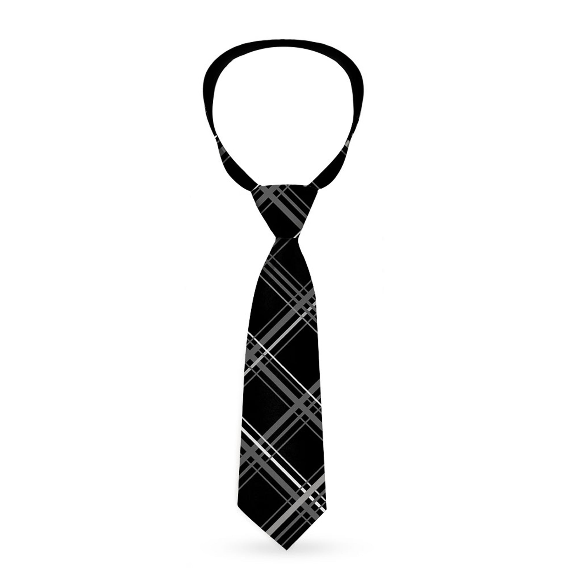 Necktie Standard - Plaid X Black/Gray Neckties Buckle-Down