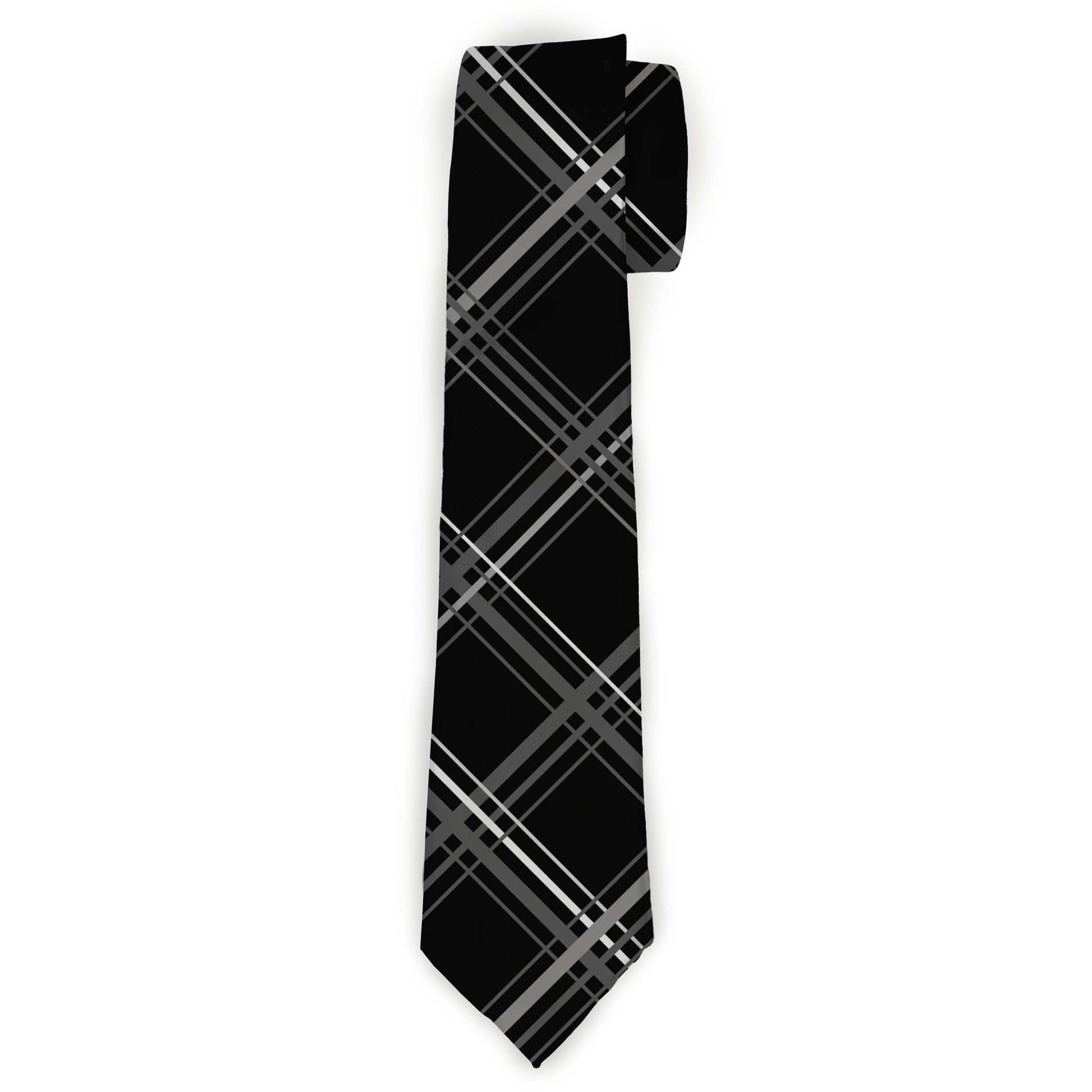 Necktie Standard - Plaid X Black/Gray Neckties Buckle-Down