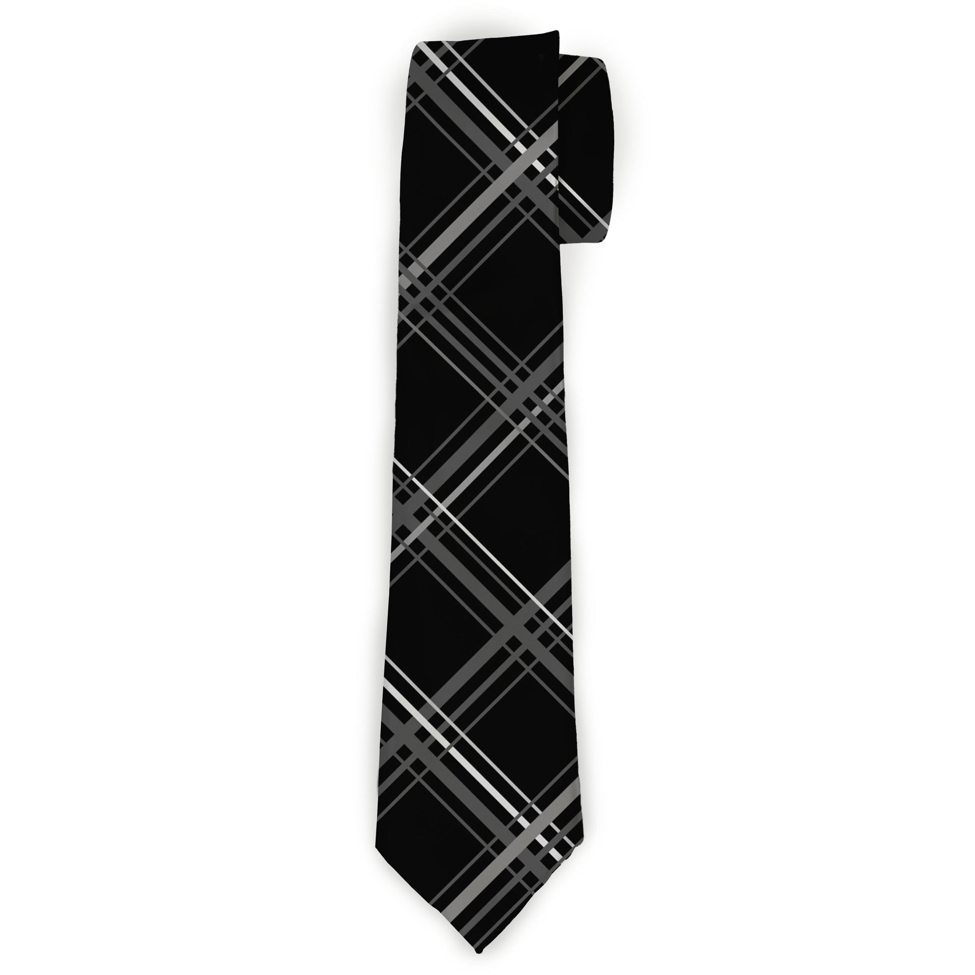 Necktie Standard - Plaid X Black/Gray Neckties Buckle-Down
