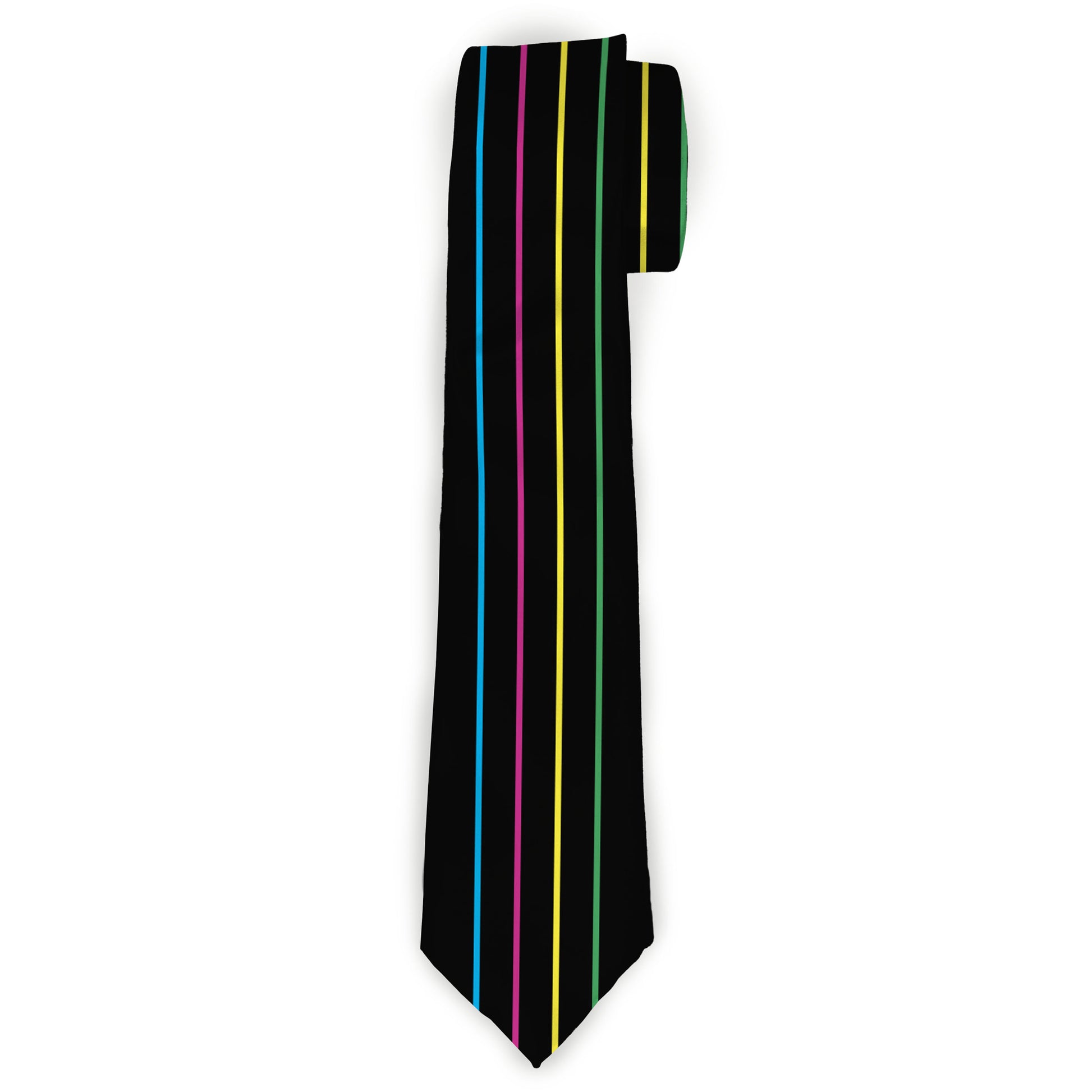Buckle-Down Necktie - Pinstripes Black/Multi Color Neckties Buckle-Down
