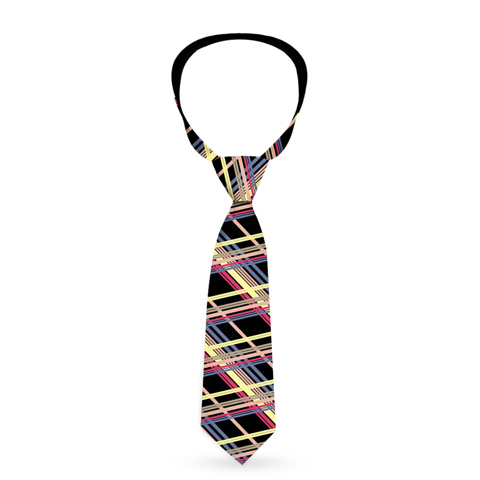 Buckle-Down Necktie - Plaid Black/Yellow/Red/Blue/Orange Neckties Buckle-Down