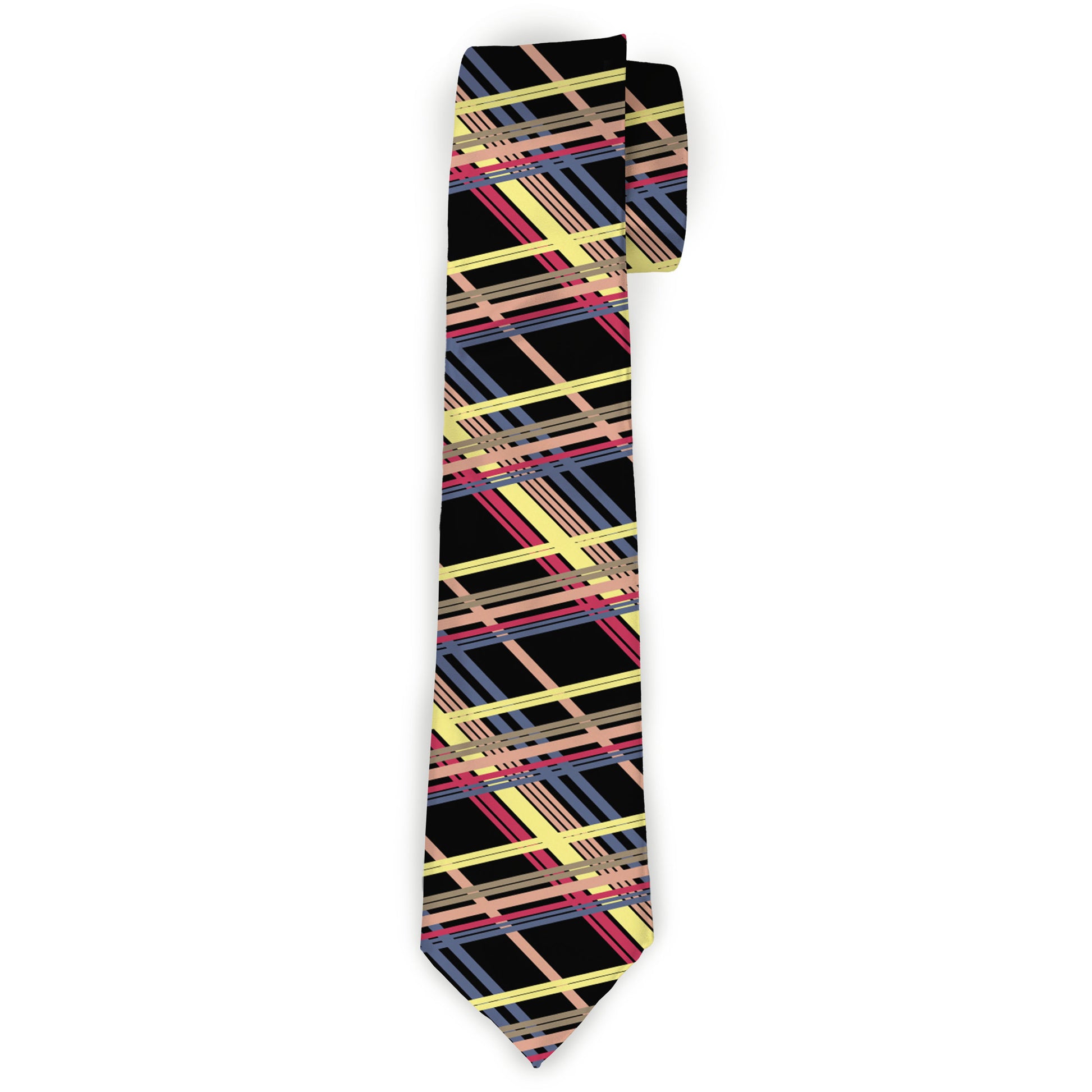 Buckle-Down Necktie - Plaid Black/Yellow/Red/Blue/Orange Neckties Buckle-Down