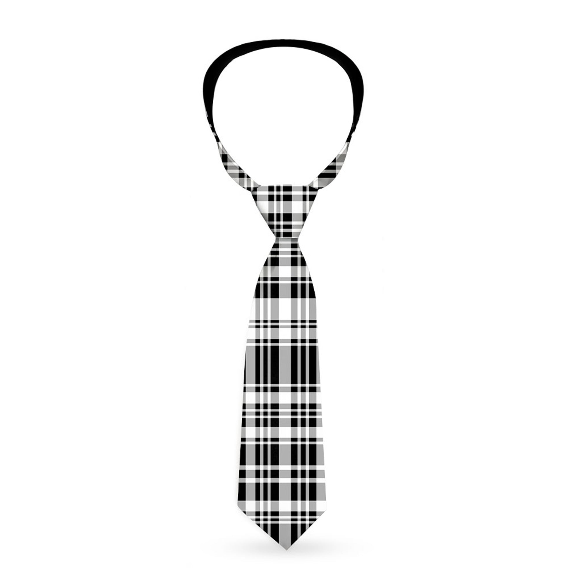Necktie Standard - Plaid Black/White Neckties Buckle-Down