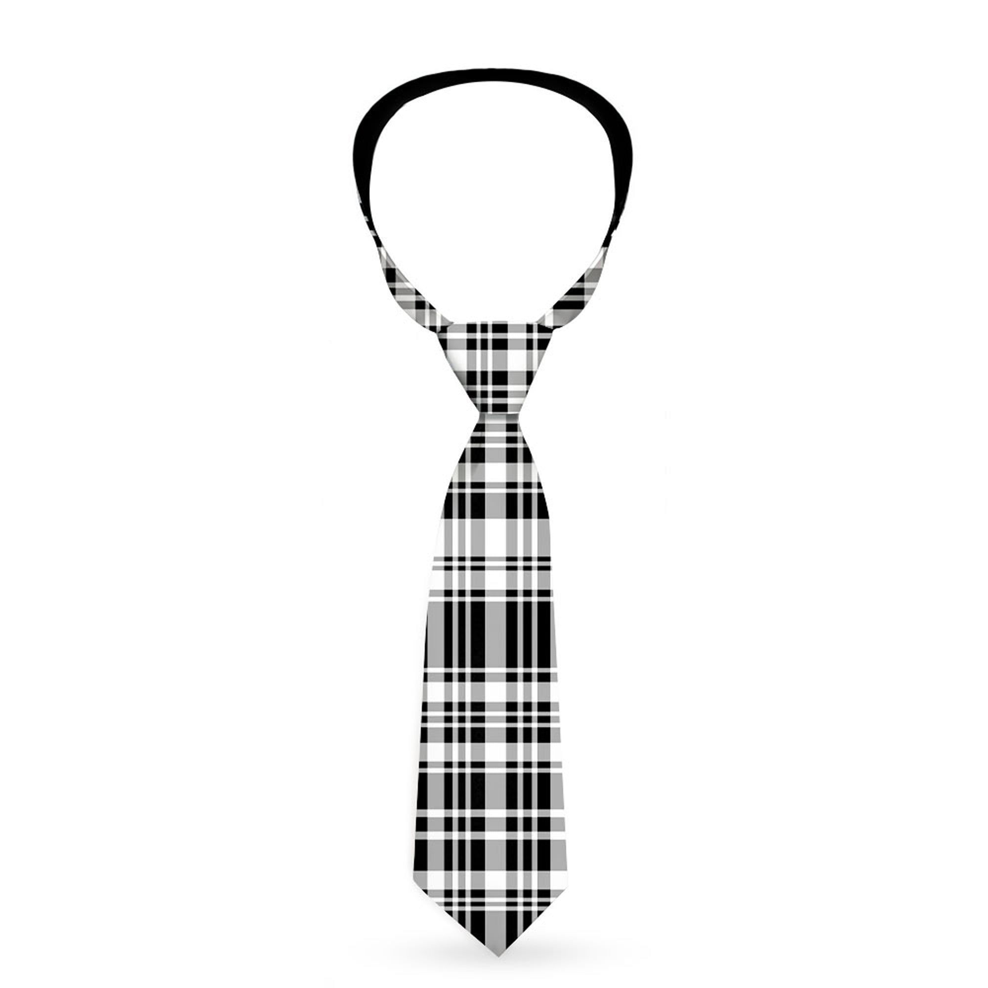 Necktie Standard - Plaid Black/White Neckties Buckle-Down