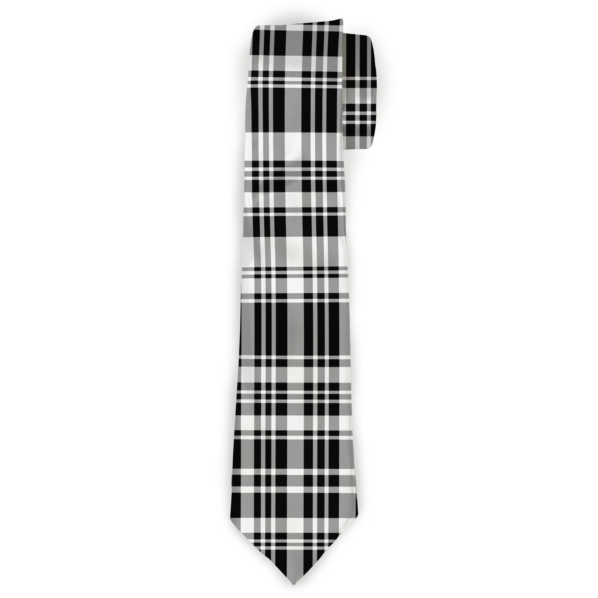 Necktie Standard - Plaid Black/White Neckties Buckle-Down