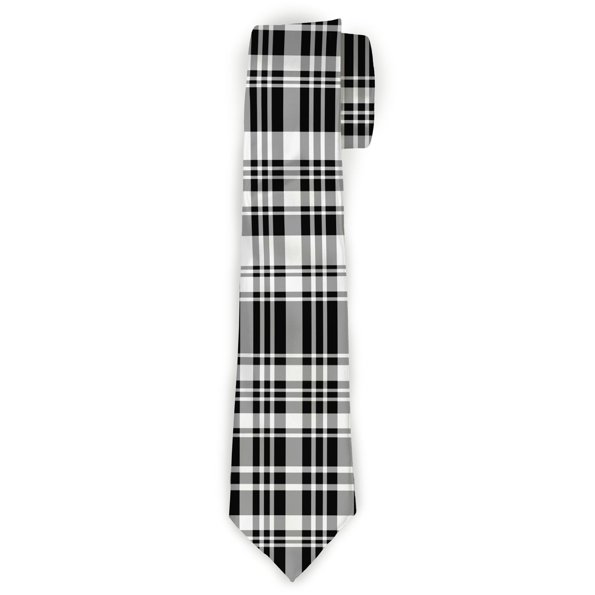 Necktie Standard - Plaid Black/White Neckties Buckle-Down