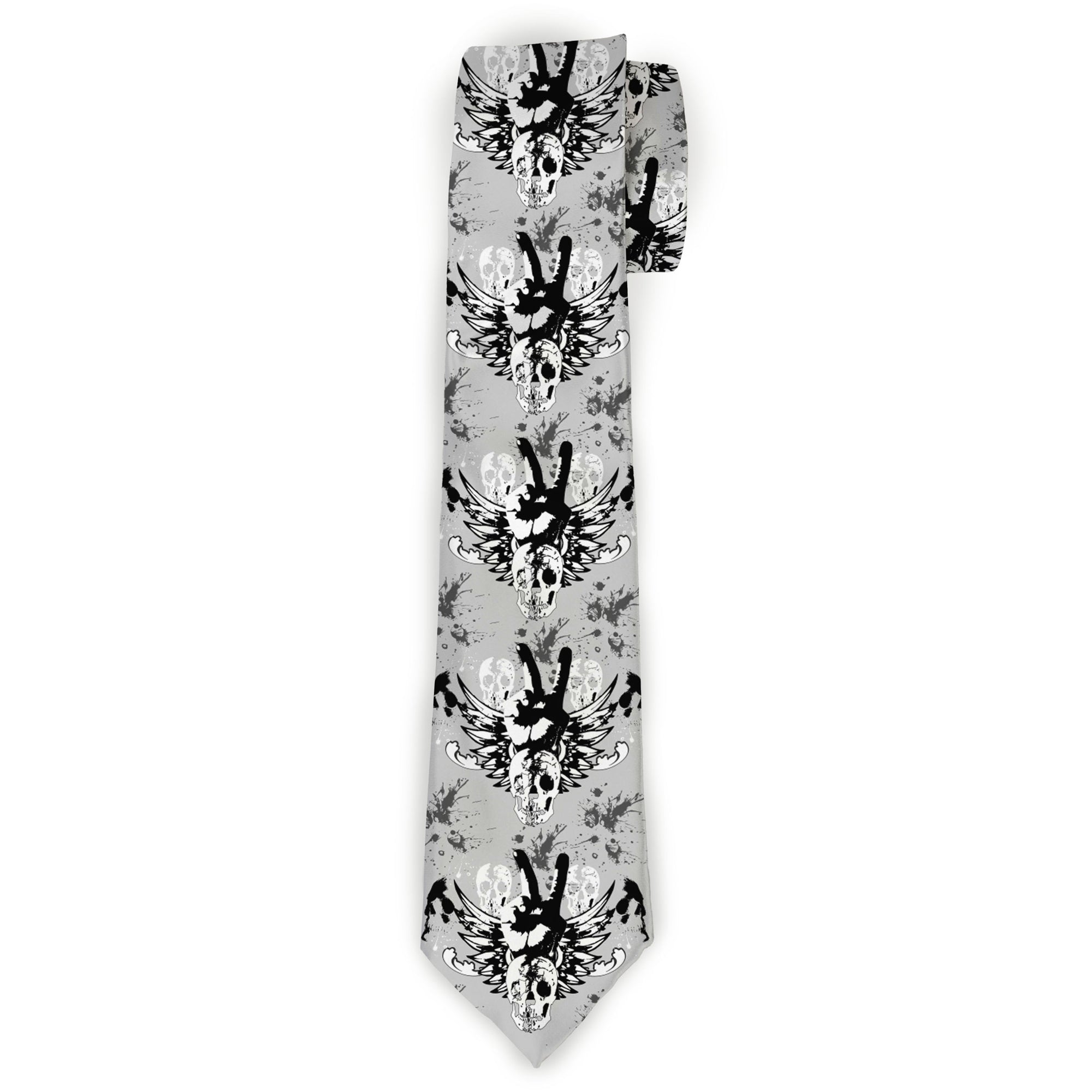 Buckle-Down Necktie - Peace w/Wings Gray Neckties Buckle-Down