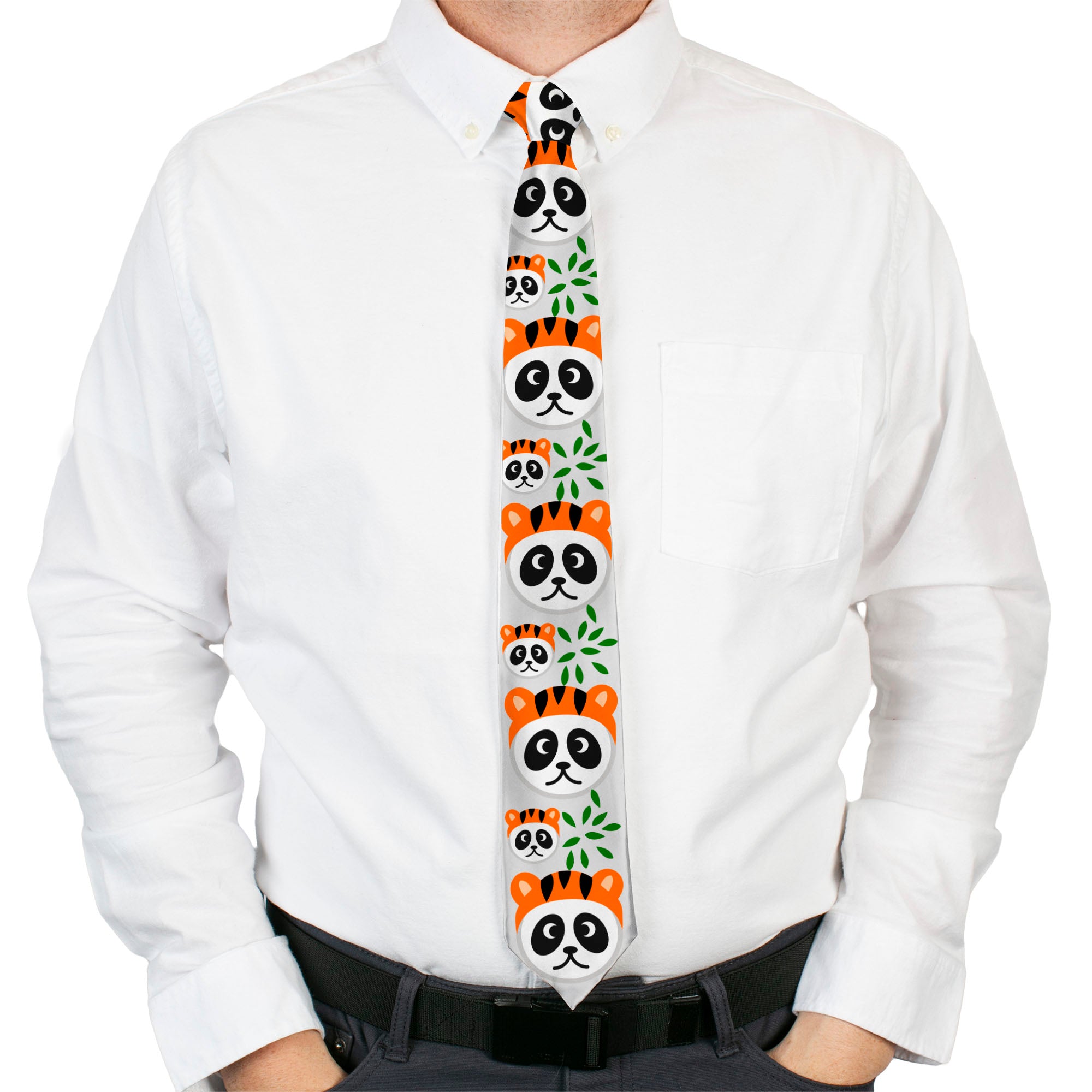 Buckle-Down Necktie - Panda w/Tiger Hat Neckties Buckle-Down