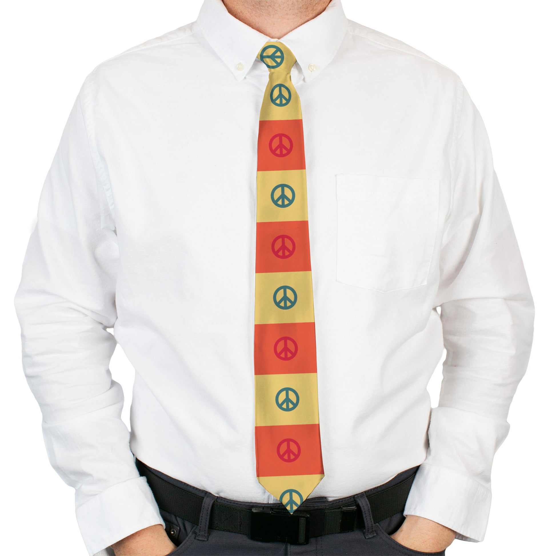 Buckle-Down Necktie - Peace Blocks Red/Yellow/Blue Neckties Buckle-Down