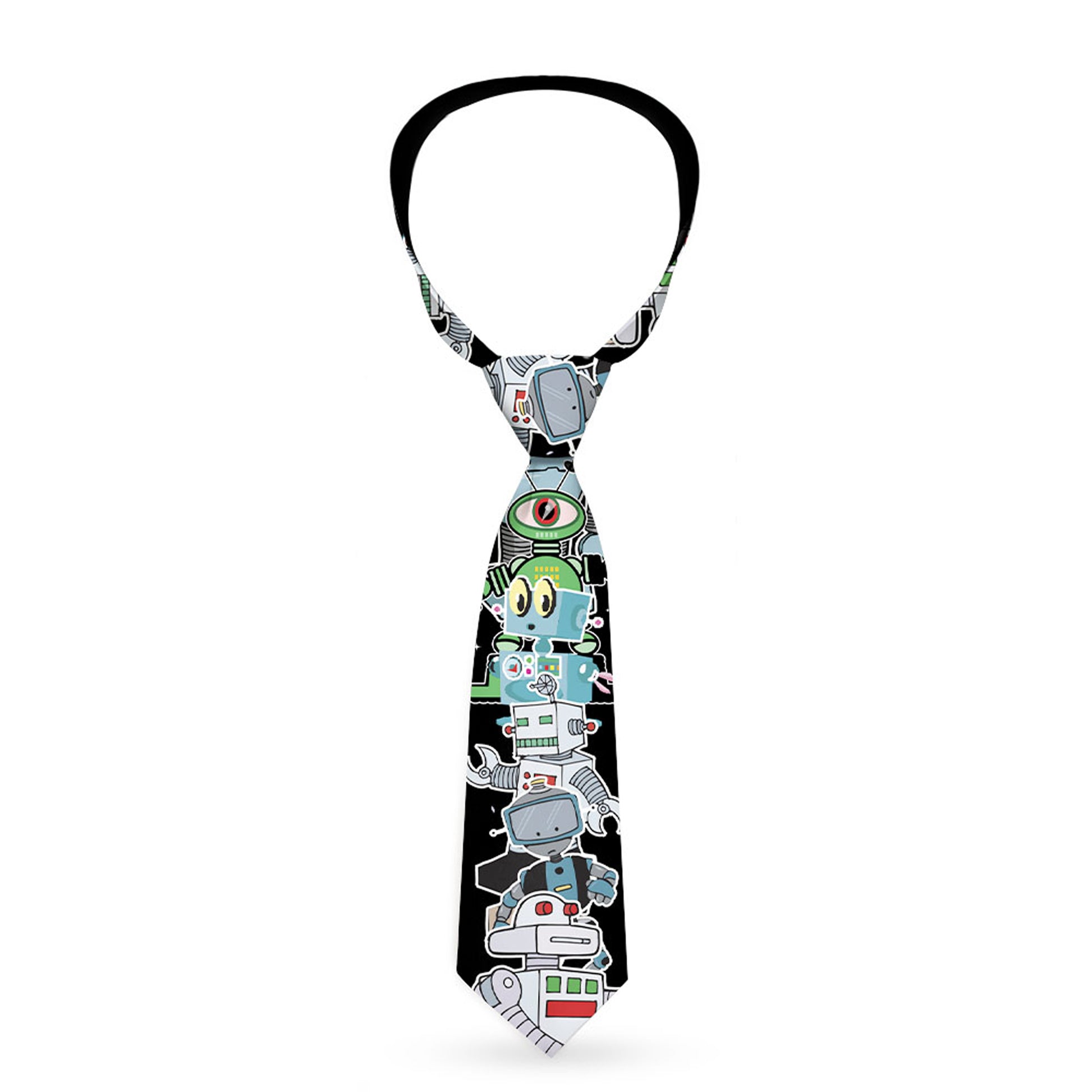 Buckle-Down Necktie - Robots C/U Black Neckties Buckle-Down