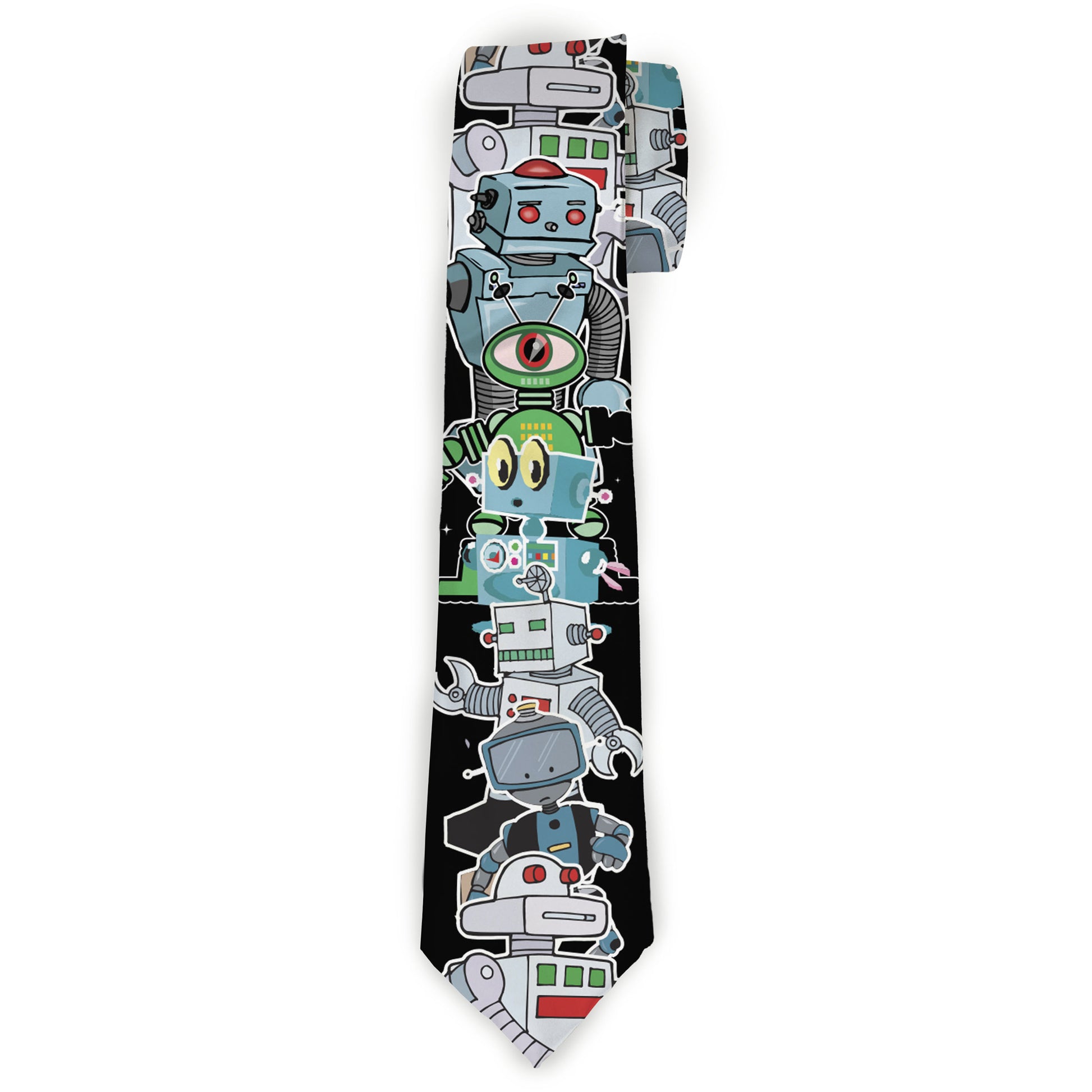 Buckle-Down Necktie - Robots C/U Black Neckties Buckle-Down