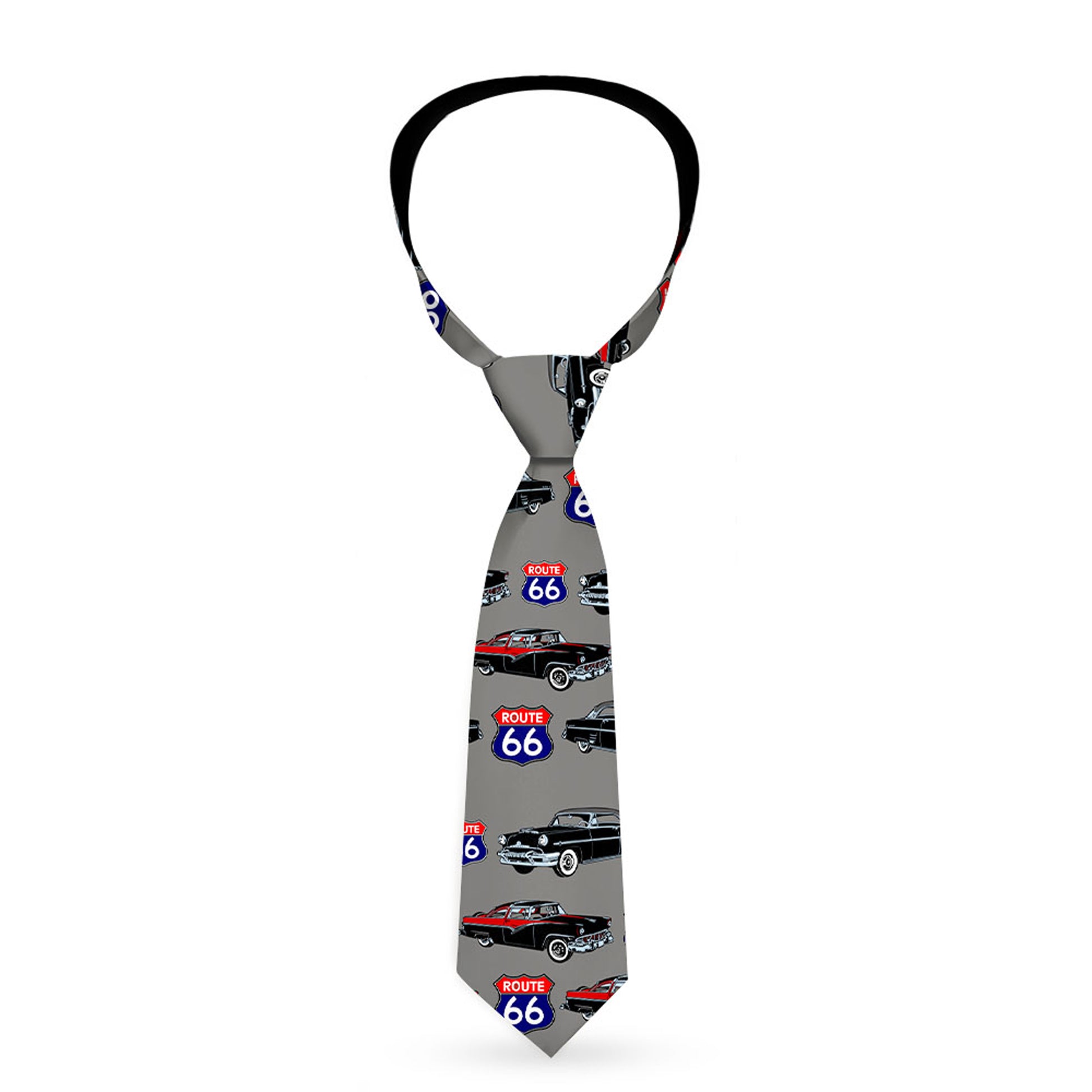 Buckle-Down Necktie - Route 66 Classics Gray Neckties Buckle-Down