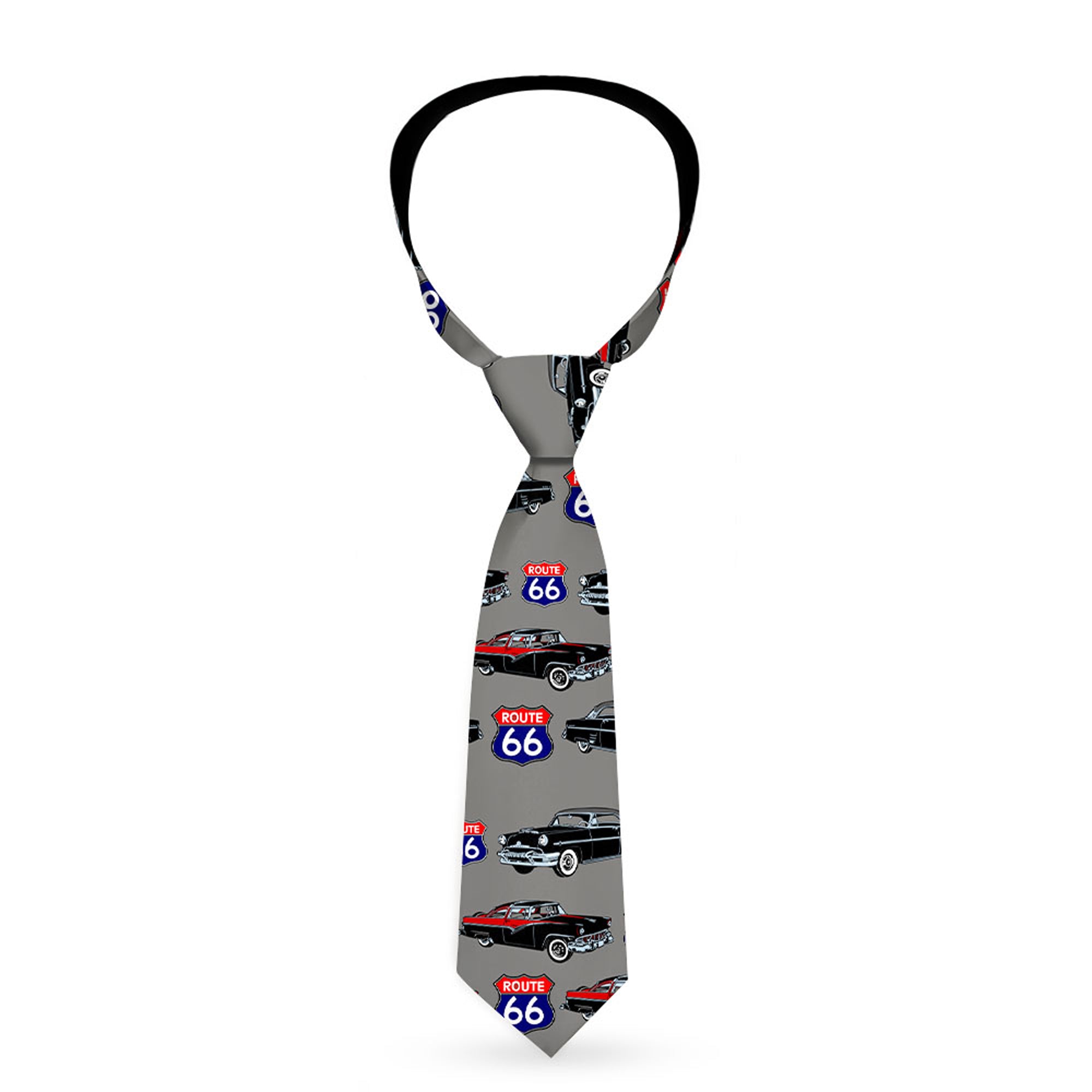 Buckle-Down Necktie - Route 66 Classics Gray Neckties Buckle-Down