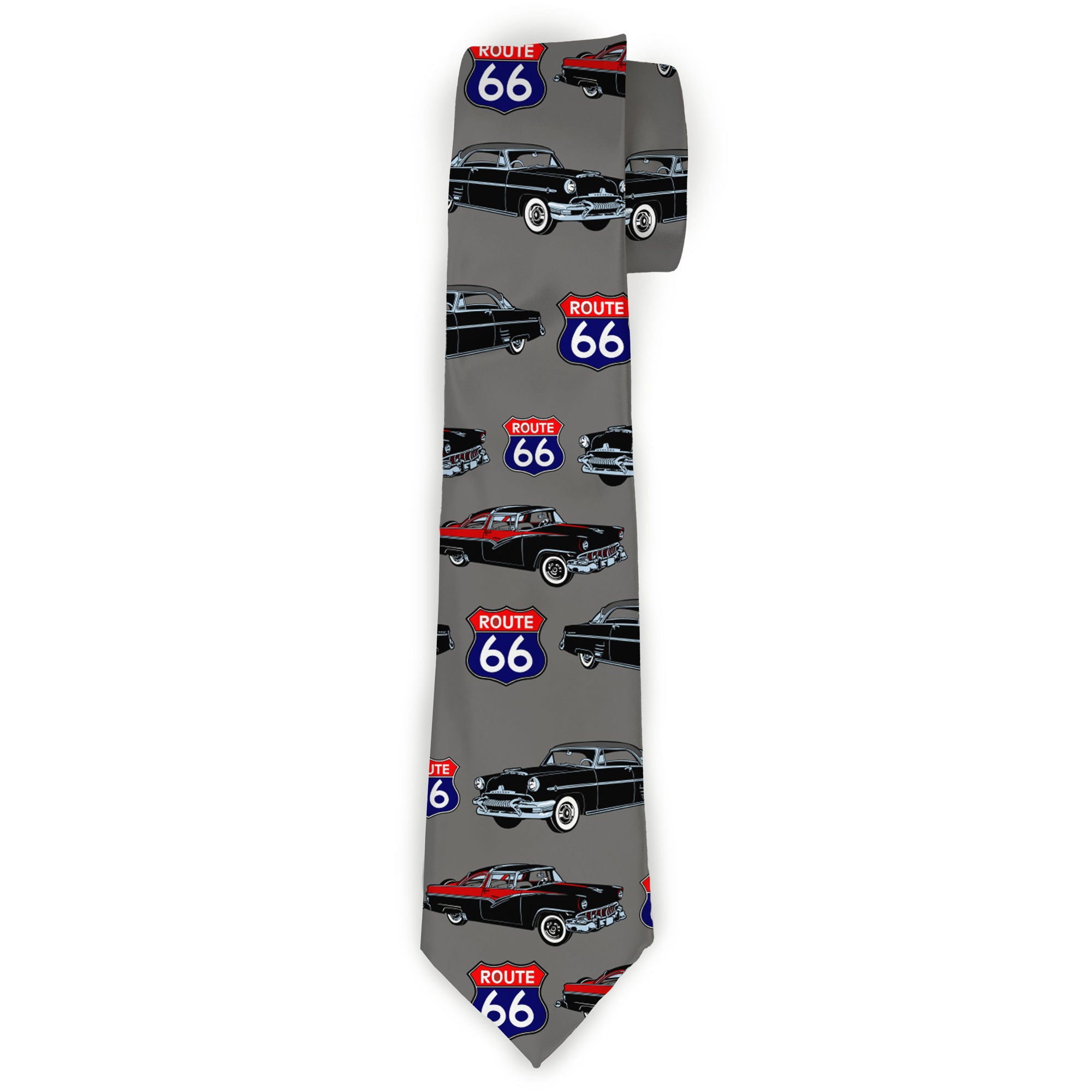 Buckle-Down Necktie - Route 66 Classics Gray Neckties Buckle-Down