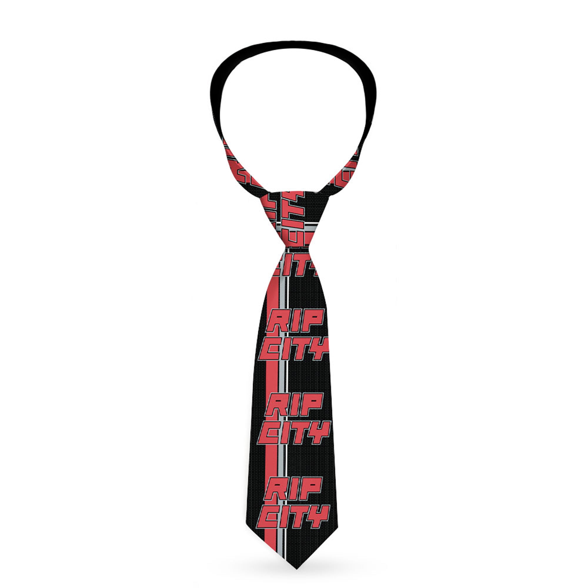Buckle-Down Necktie - RIP CITY/Stripe/Mesh Black/Gray/Red Neckties Buckle-Down