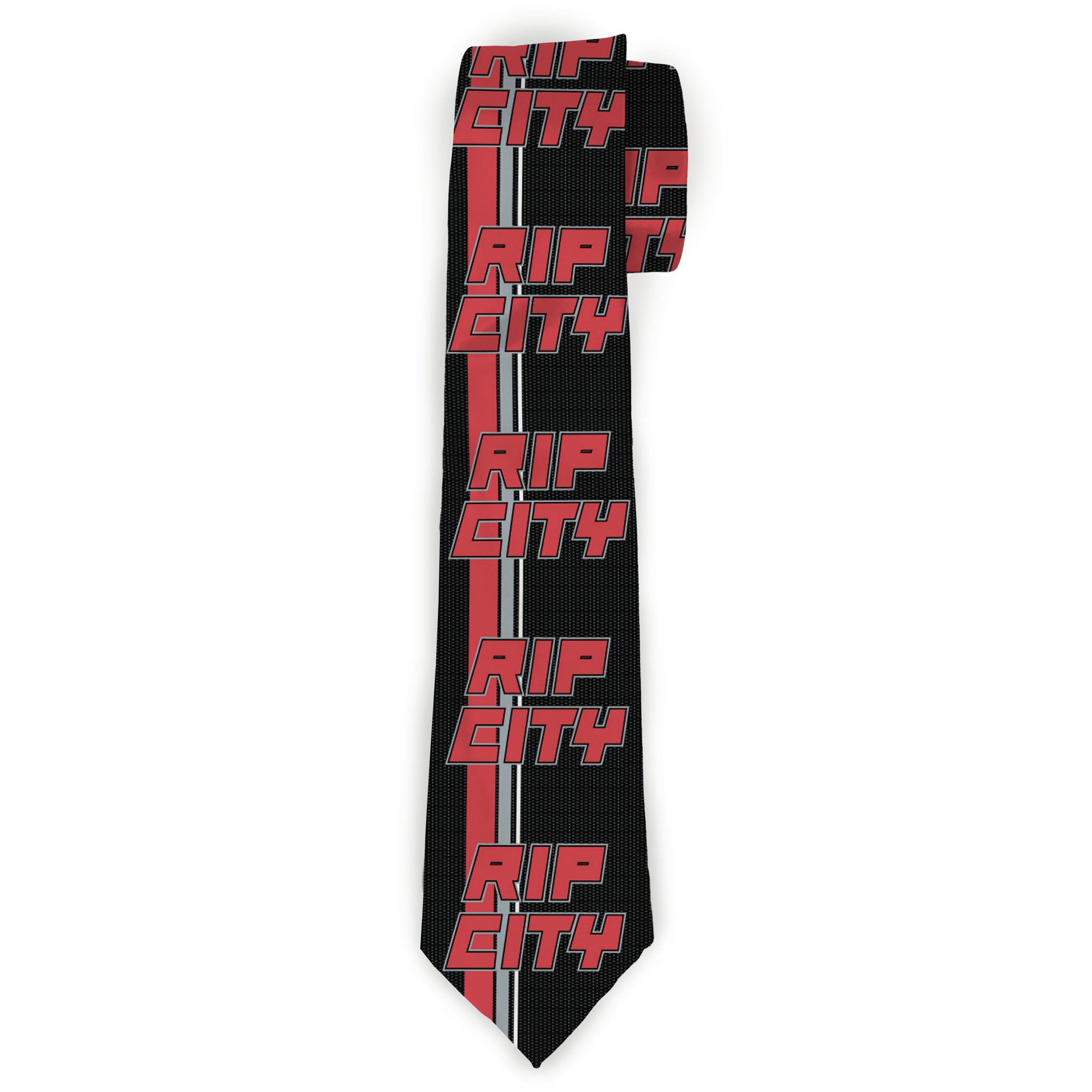 Buckle-Down Necktie - RIP CITY/Stripe/Mesh Black/Gray/Red Neckties Buckle-Down