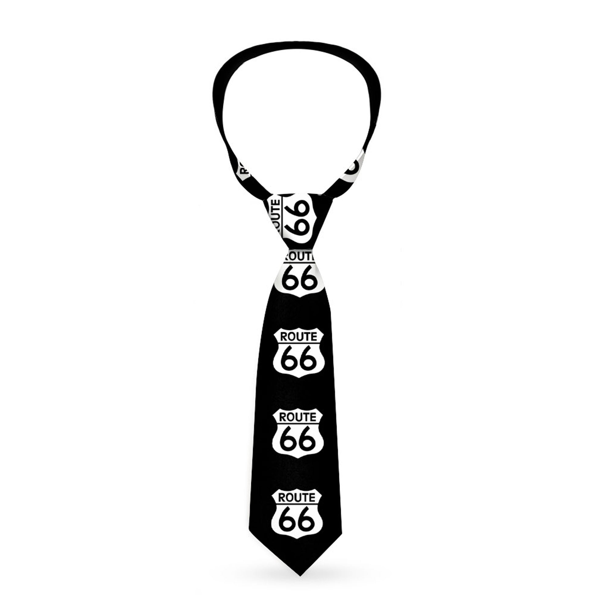 Buckle-Down Necktie - ROUTE 66 Highway Sign Repeat Black/White Neckties Buckle-Down