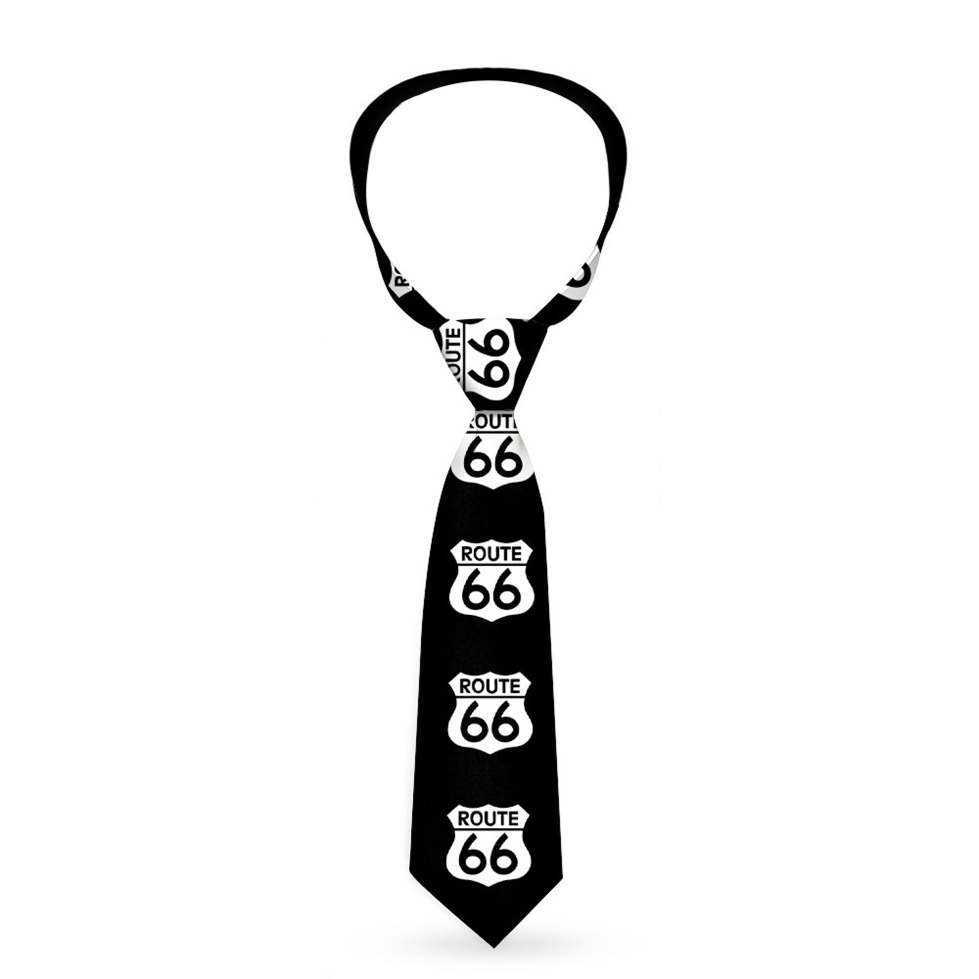 Buckle-Down Necktie - ROUTE 66 Highway Sign Repeat Black/White Neckties Buckle-Down