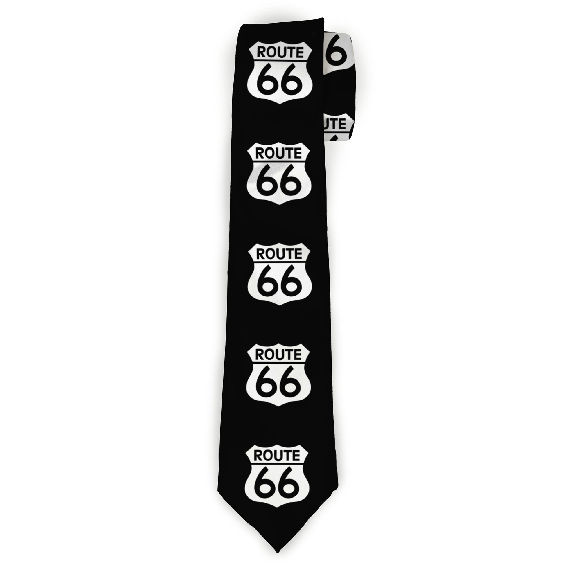 Buckle-Down Necktie - ROUTE 66 Highway Sign Repeat Black/White Neckties Buckle-Down