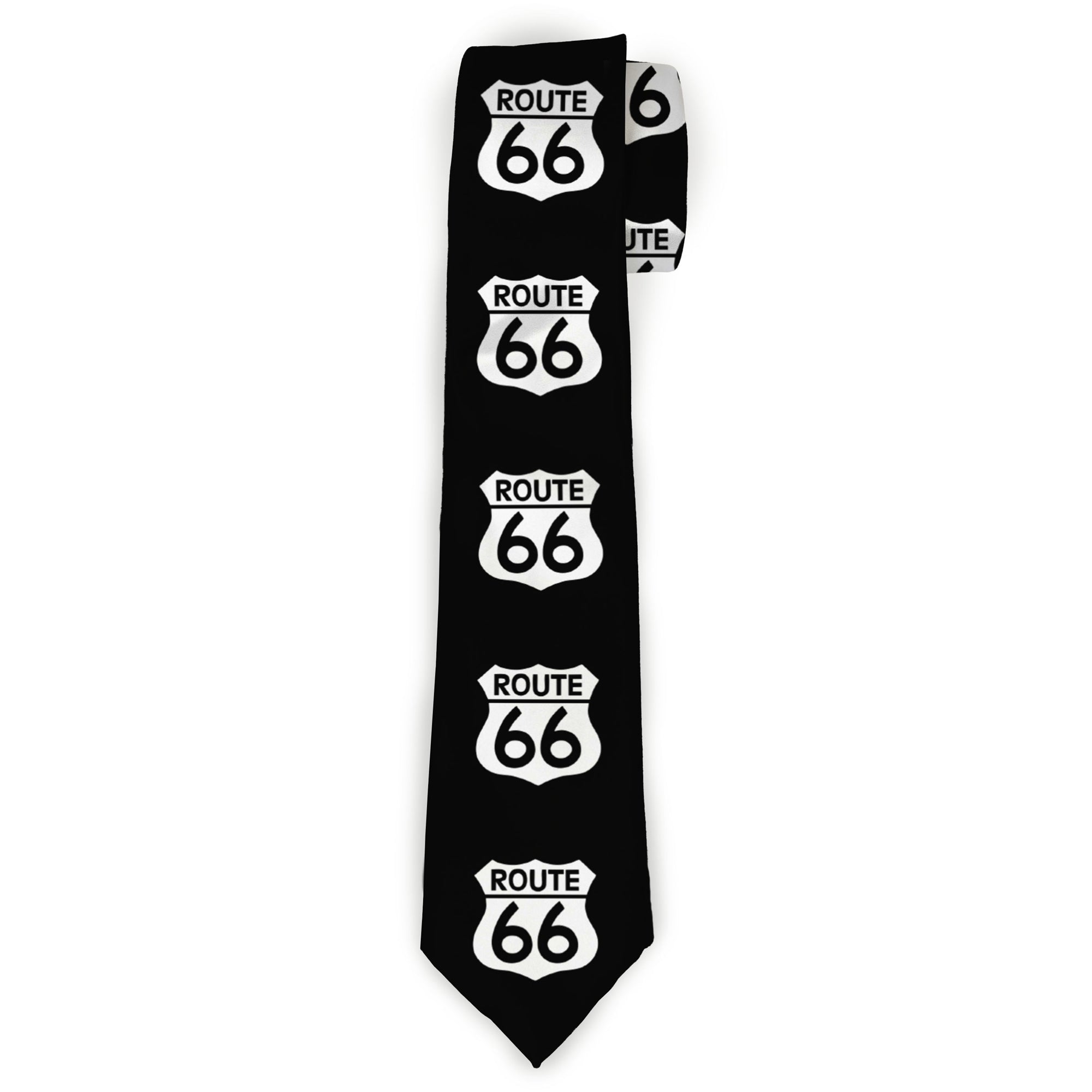 Buckle-Down Necktie - ROUTE 66 Highway Sign Repeat Black/White Neckties Buckle-Down