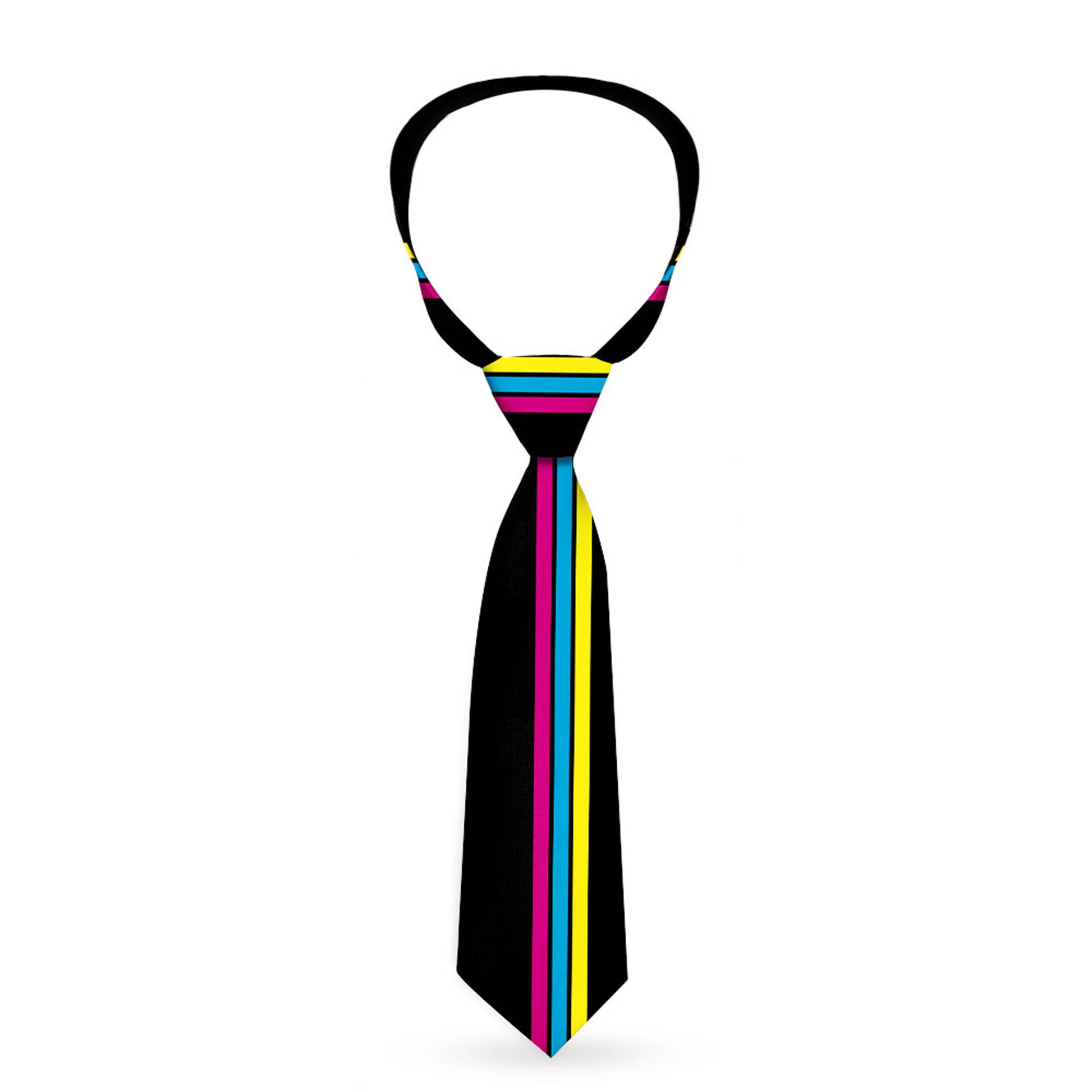 Buckle-Down Necktie - Racing Stripes Black/Yellow/Blue/Pink Neckties Buckle-Down