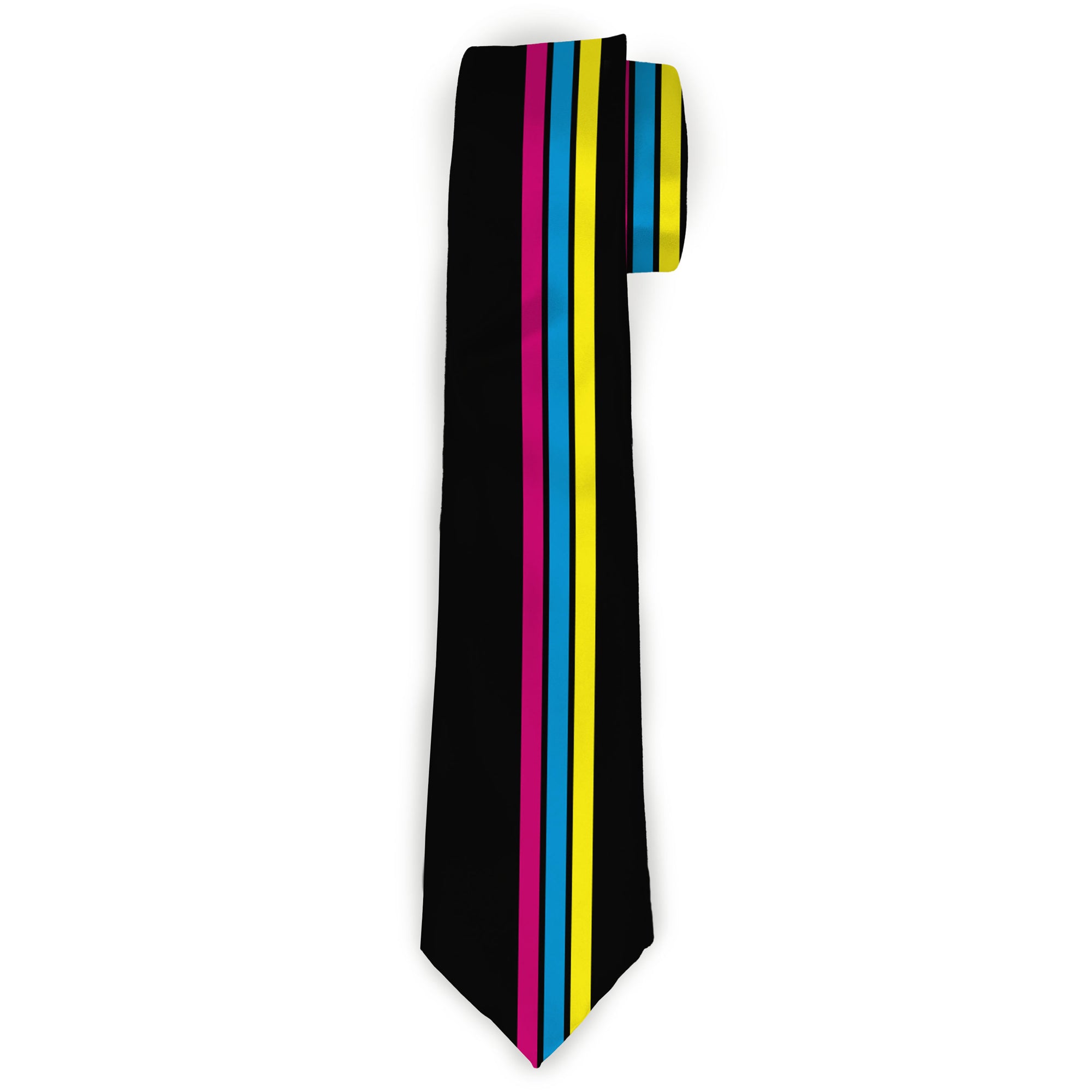 Buckle-Down Necktie - Racing Stripes Black/Yellow/Blue/Pink Neckties Buckle-Down