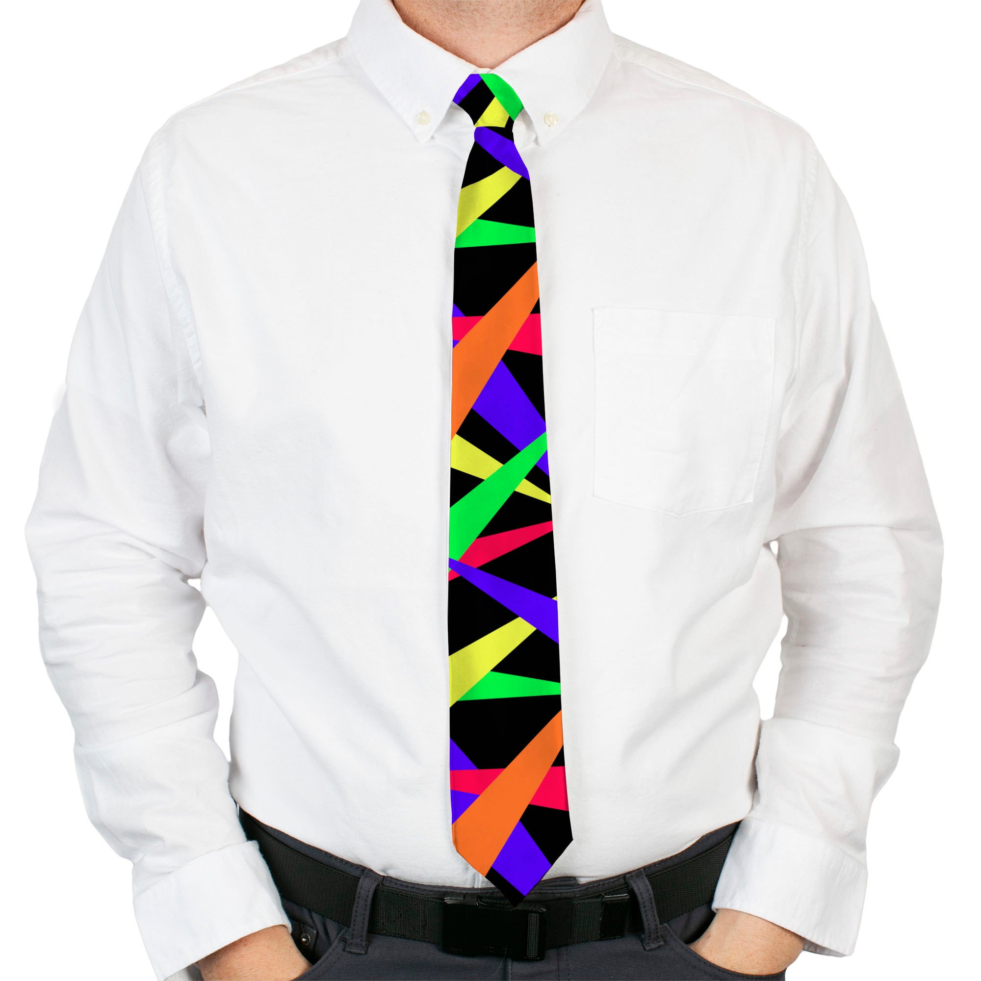 Buckle-Down Necktie - Spotlight Black/Multi Neon Neckties Buckle-Down