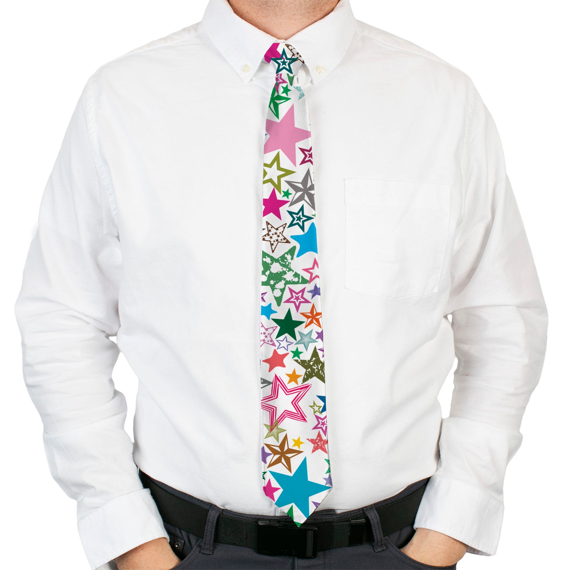 Buckle-Down Necktie - Stargazer White/Multi Color Neckties Buckle-Down