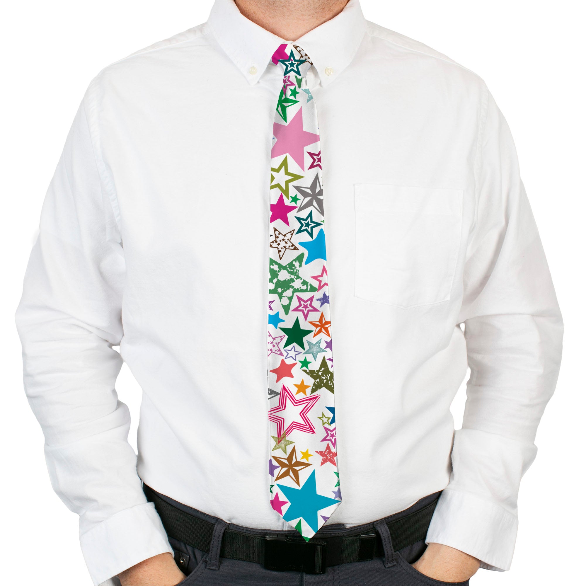 Buckle-Down Necktie - Stargazer White/Multi Color Neckties Buckle-Down