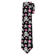 Buckle-Down Necktie - Skulls & Stars Black/White/Pink Neckties Buckle-Down