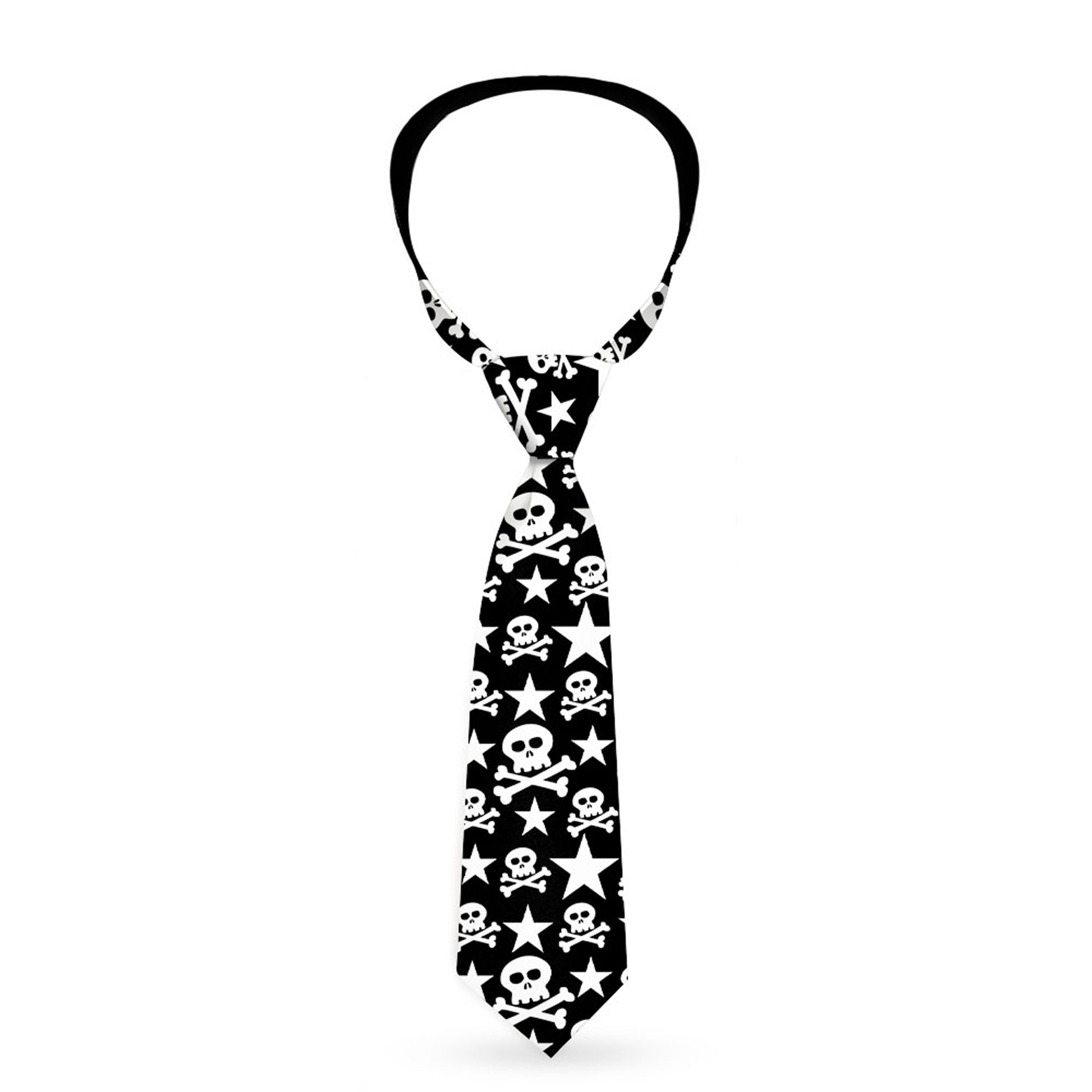 Buckle-Down Necktie - Skulls & Stars Black/White Neckties Buckle-Down
