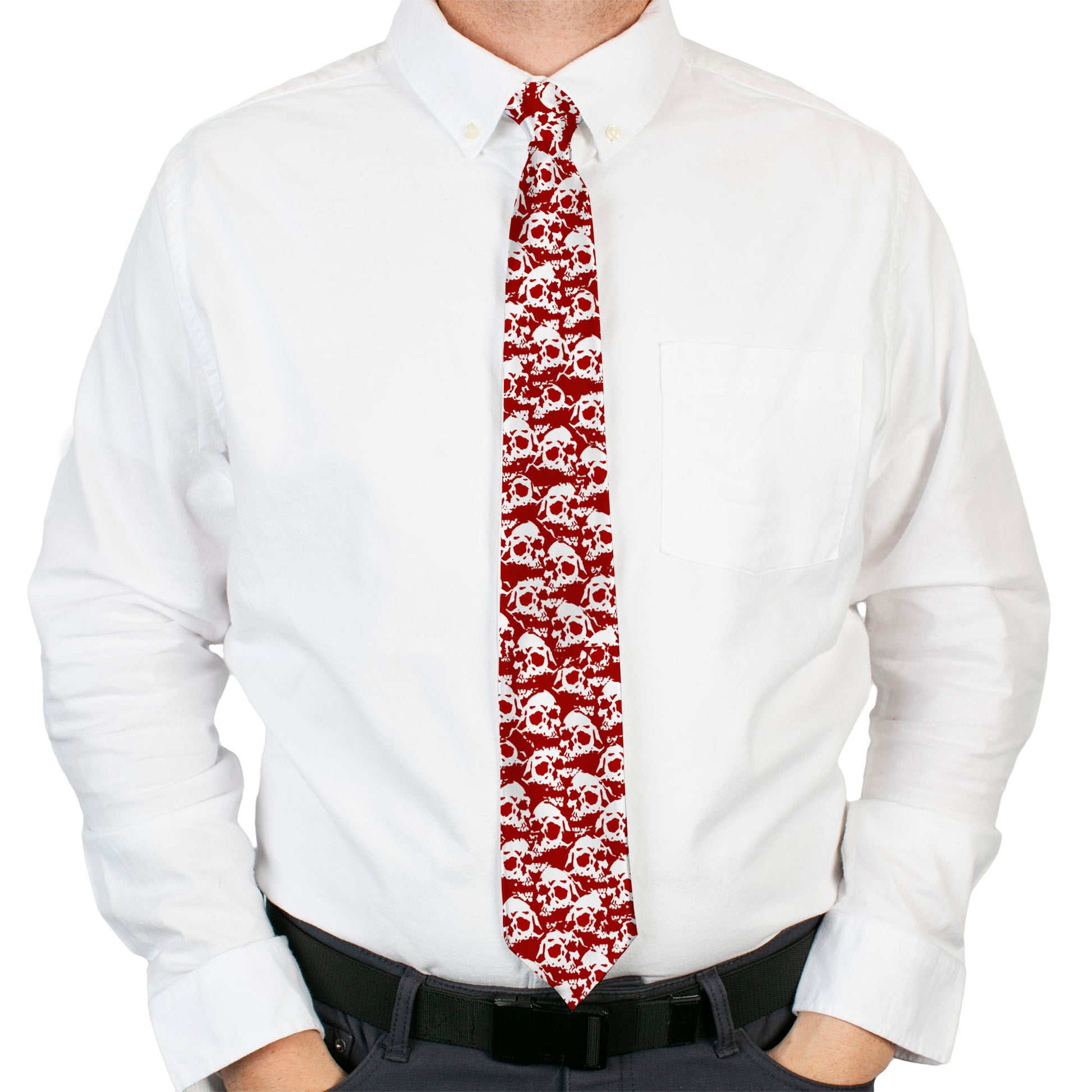 Buckle-Down Necktie - Skull Yard Red/White Neckties Buckle-Down